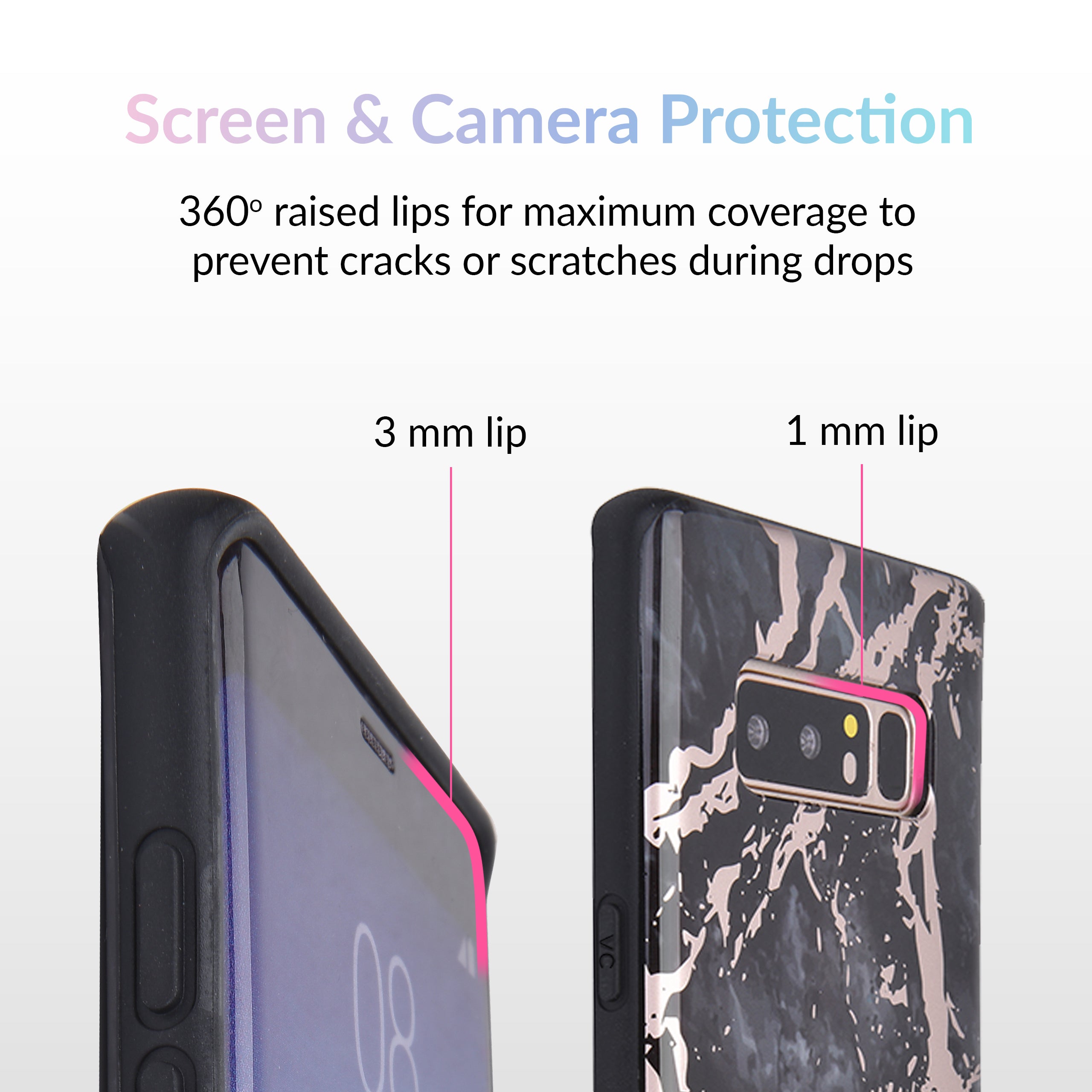 Samsung Galaxy Case in Black Marble with Rose Gold Chrome - Stylish & Protective Phone Cover for Everyday Use, Work, and Travel