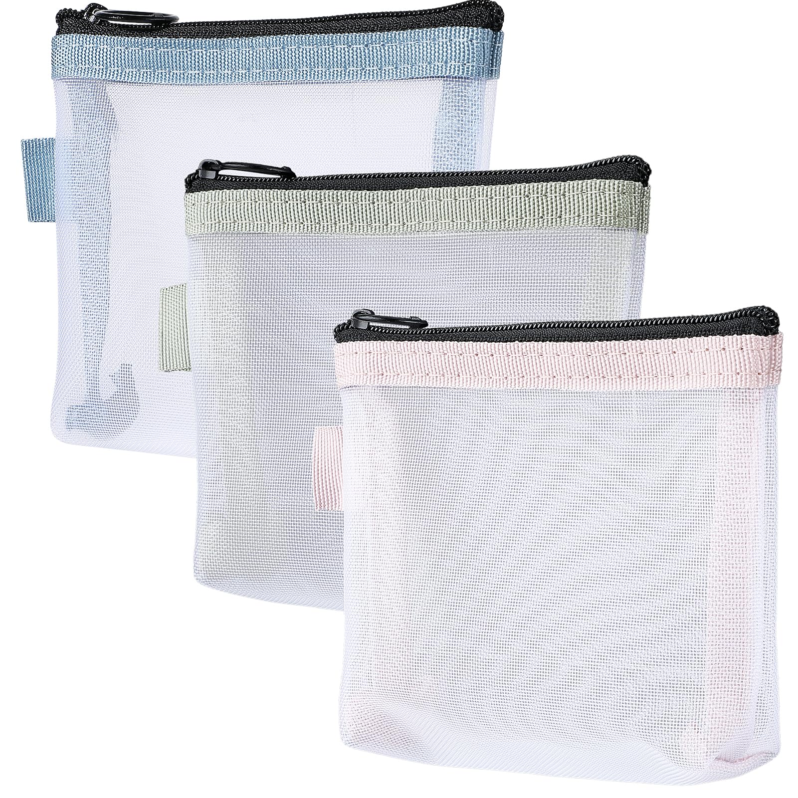 3-Piece Mini Clear Mesh Zipper Pouch Set - Small Travel Makeup Bag for Cosmetics, Lipstick, Keys, Earphones & Cards | Perfect for Purse Organizer, Gym Essentials & On-the-Go Storage