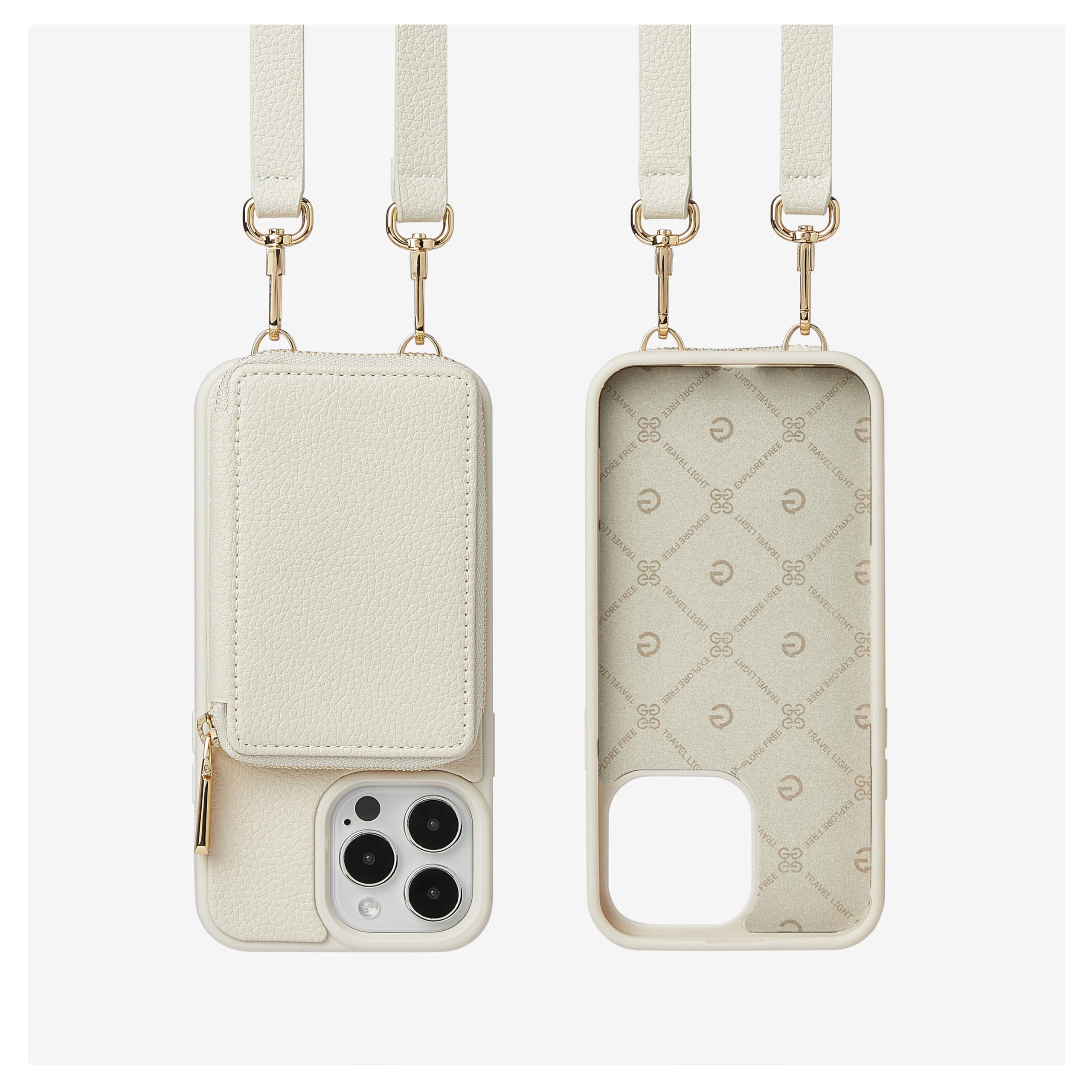 ZVE iPhone 11 Pro Max Wallet Case with Card Holder & Wrist Strap - RFID Blocking Leather Crossbody Phone Purse for Women (6.5 inch, 2019 Model, Beige) | Perfect for Shopping, Travel & Everyday Use