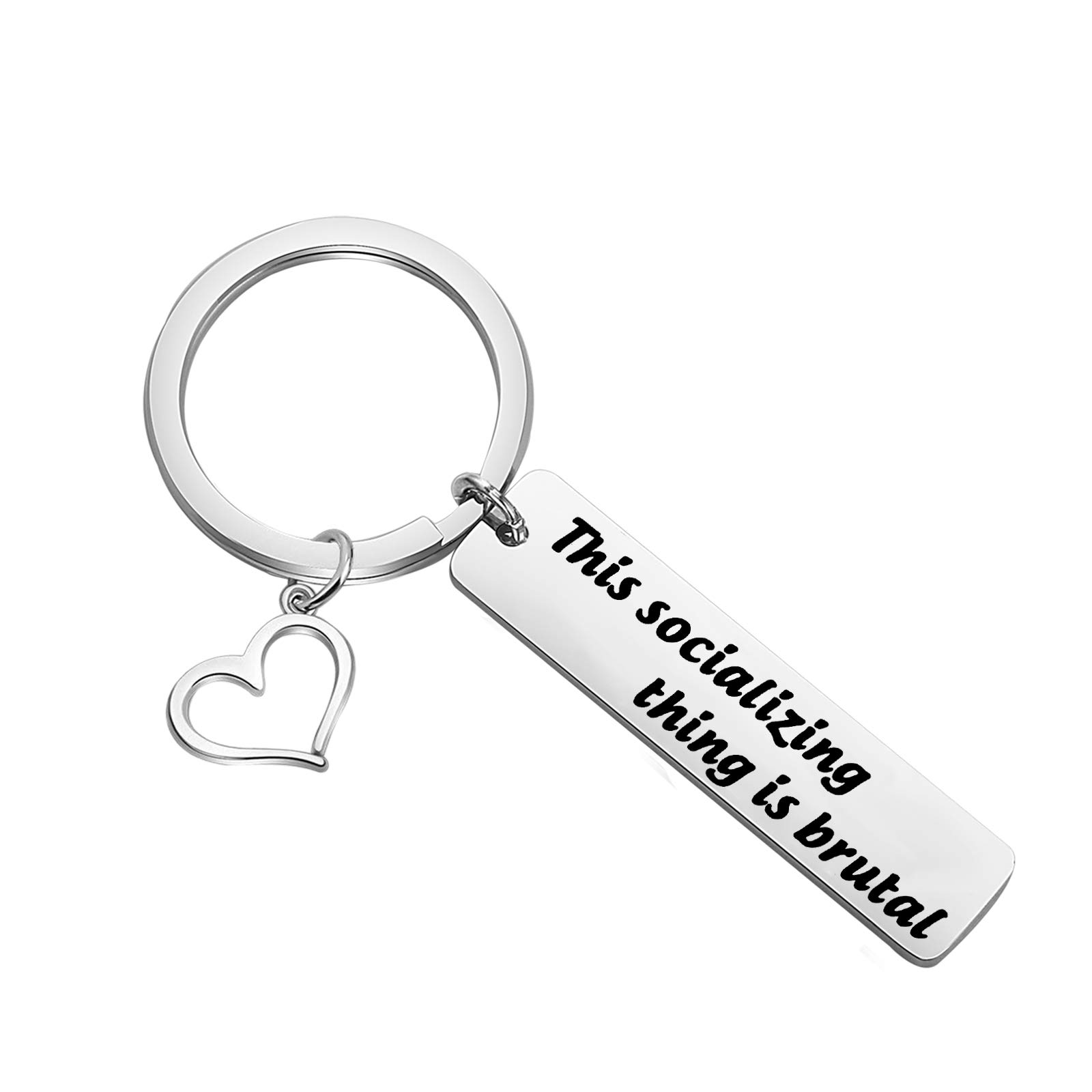 Inspired Angel Quote Keychain - 'This Socializing Thing Is Brutal' - Perfect Gift for Jewelry Fans & Social Butterflies | Great for Parties, Gifts & Everyday Carry