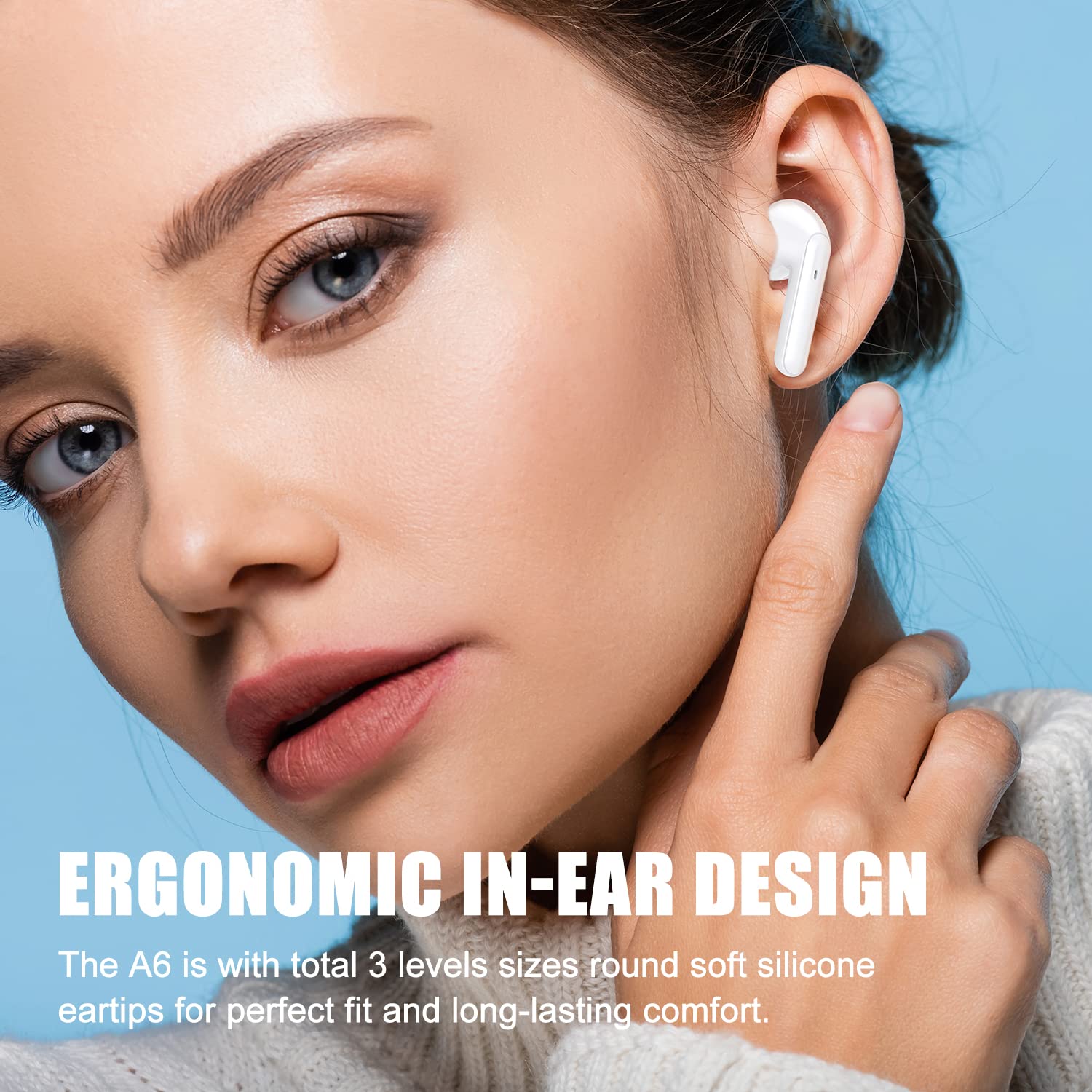 Premium True Wireless Earbuds Bluetooth 5.3 with Active Noise Cancelling, IPX7 Waterproof Stereo Earphones with Built-in Mic, Touch Control & Deep Bass for iPhone Android - Perfect for Workouts, Commuting & Travel (Ivory)