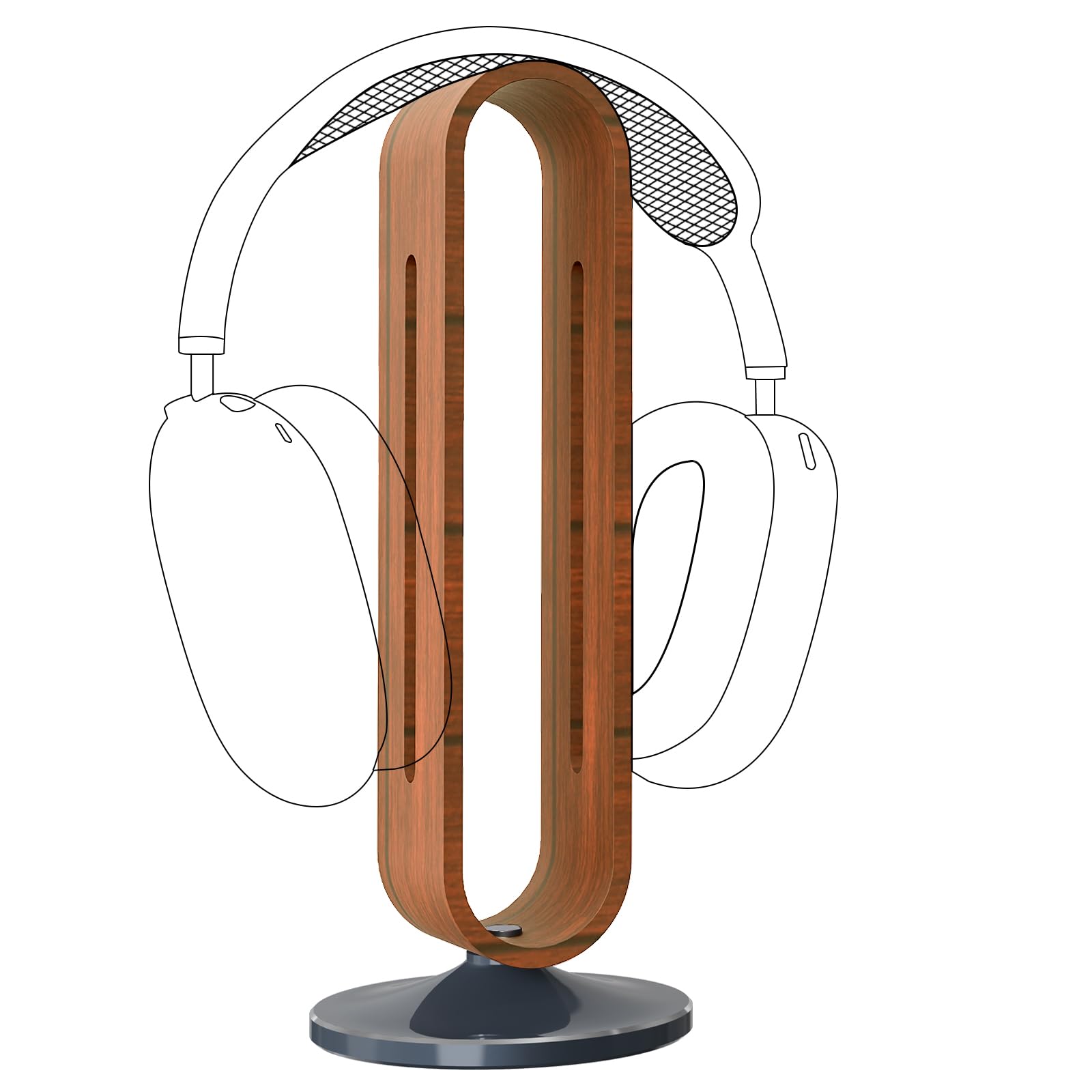 Geekria Premium Walnut Wooden & Aluminum Alloy Headphone Stand - Heavy Base Over-Ear Headphones Holder for Sony, Bose, Shure, Jabra, JBL - Perfect for Gaming Setups & Office Desk Organization