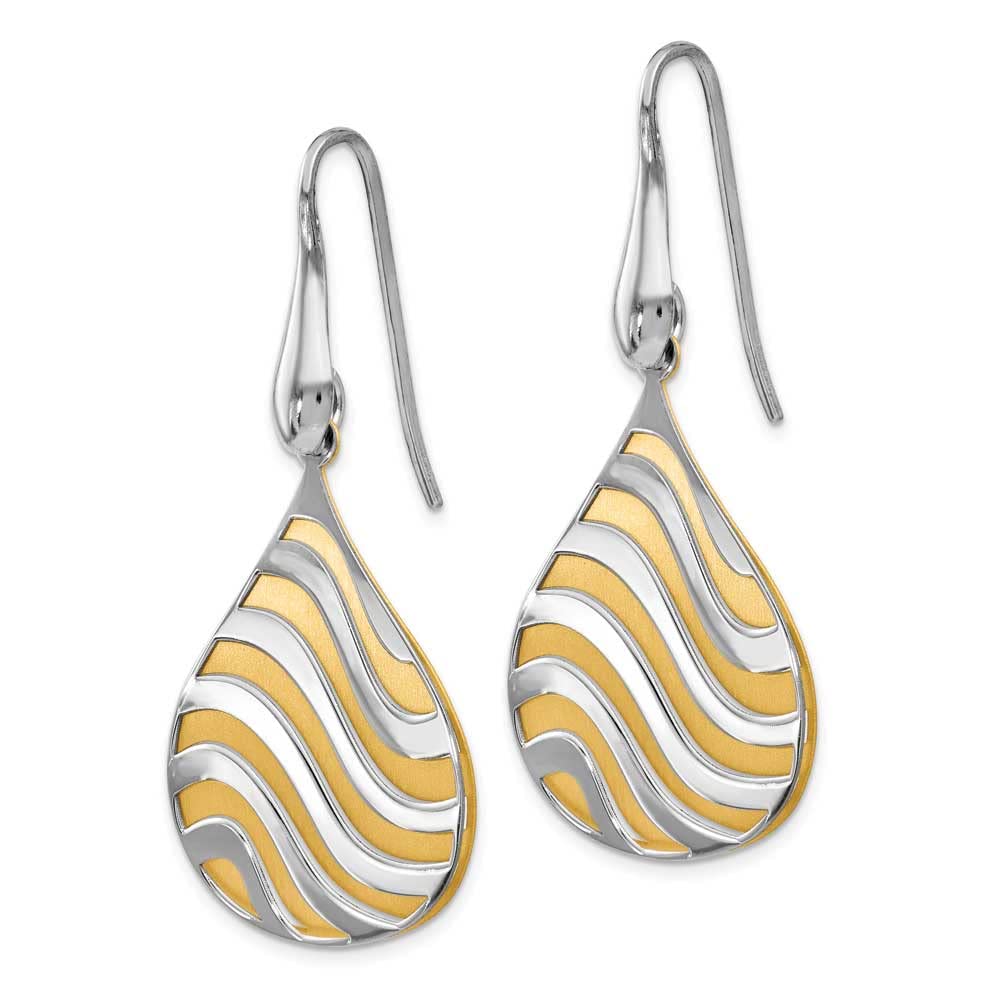 Sterling Silver Gold-Plated Dangle Earrings for Women - Elegant Polished & Matte Finish Drop Earrings - Perfect for Parties, Weddings & Everyday Wear