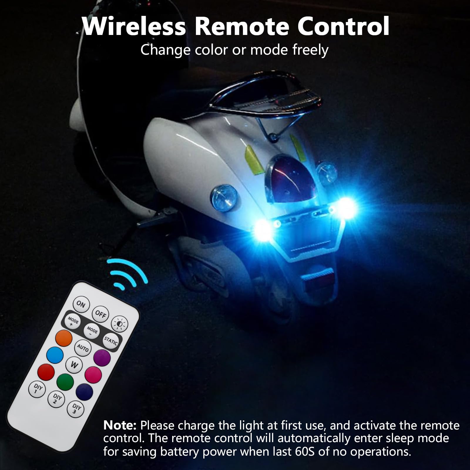 LECART 4 Pack Magnetic LED Strobe Lights with Remote Control - 8 Color Wireless Anti-Collision Warning Lights, Rechargeable Emergency Flashing Lights for Cars, Motorcycles, Bikes, Drones & Scooters - Perfect for Night Riding, Roadside Emergencies and Vehicle Safety