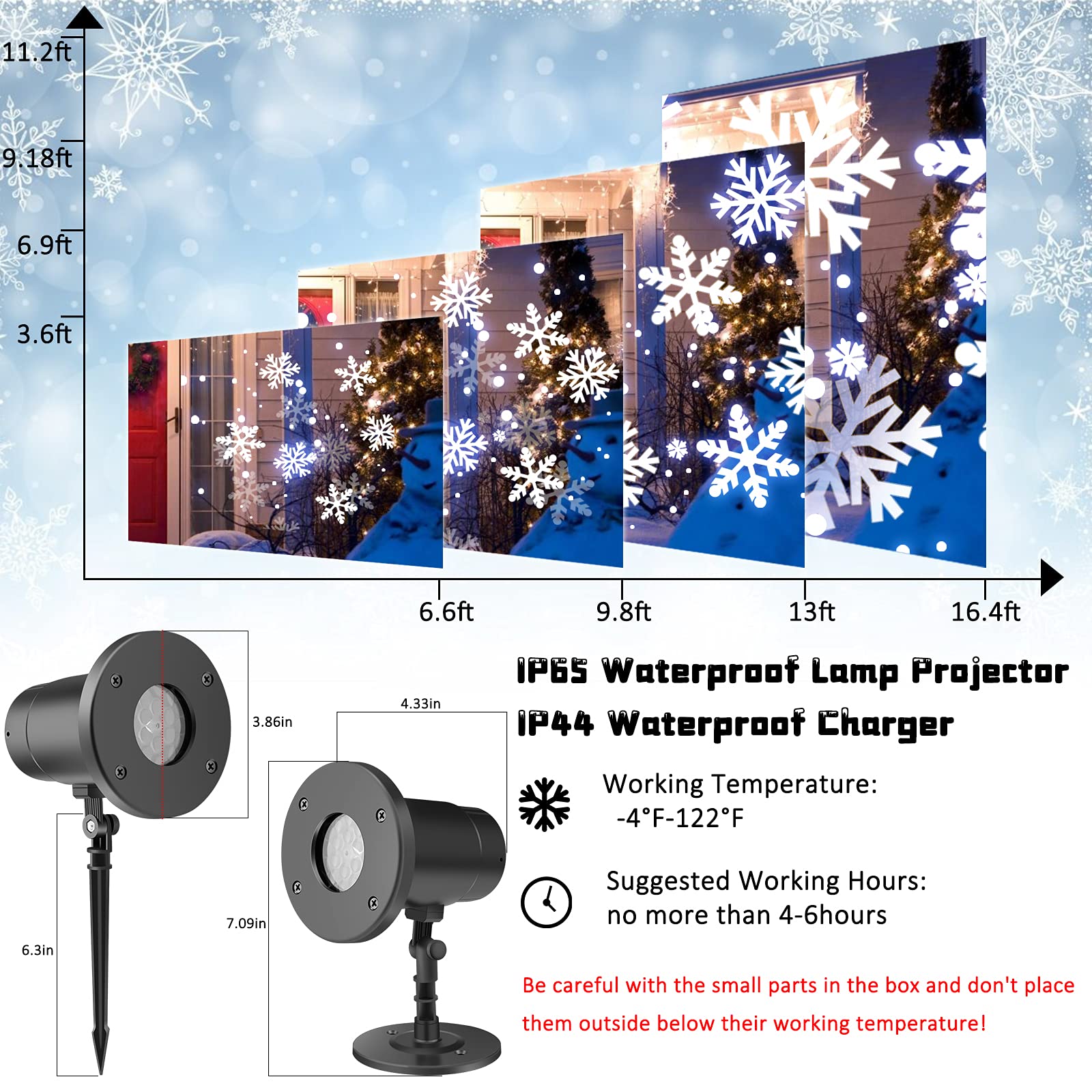 Liwarace LED Christmas Snowflake Projector Lights - Waterproof Outdoor/Indoor Xmas Decor with Remote - Perfect for Holiday Yard, House, Party & Gift for Women Men