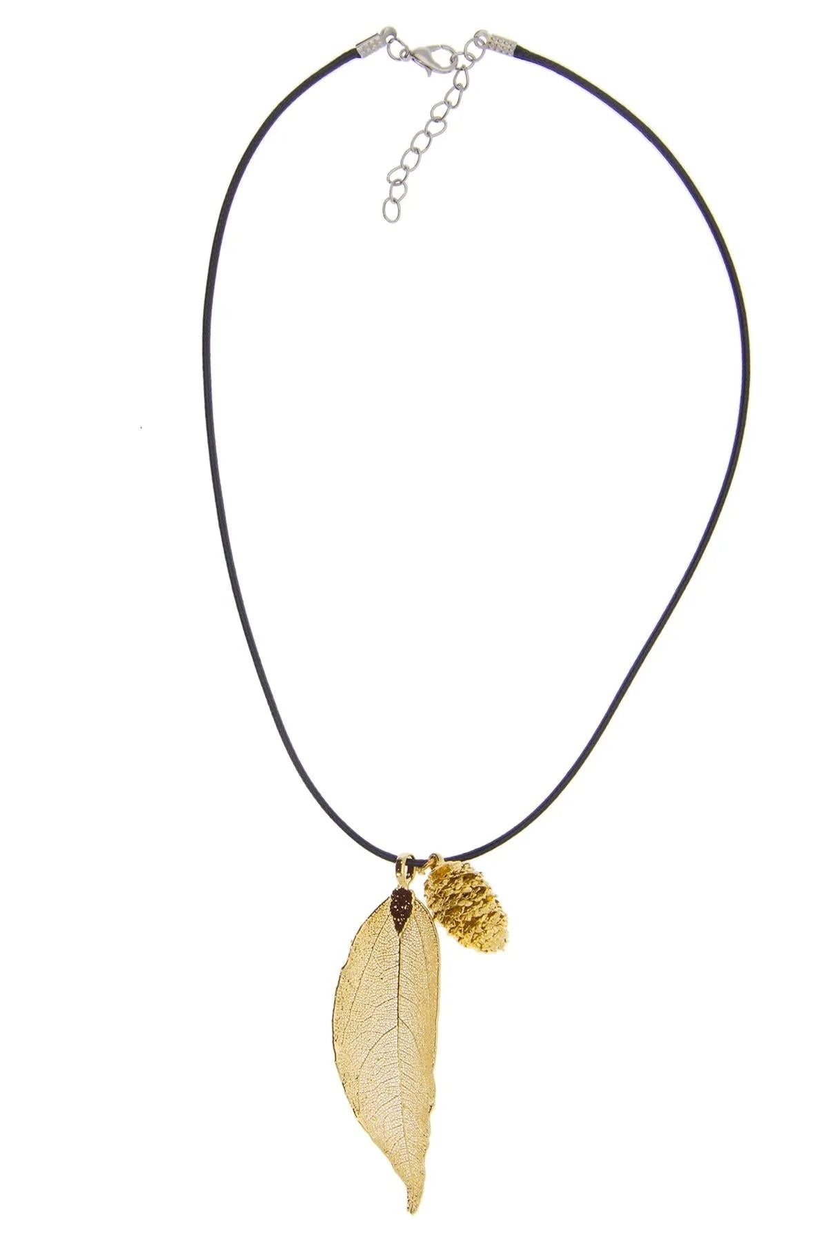 Elegant Gold Leaf Black Thread Necklace for Women - Perfect for Casual Wear, Parties & Gifts