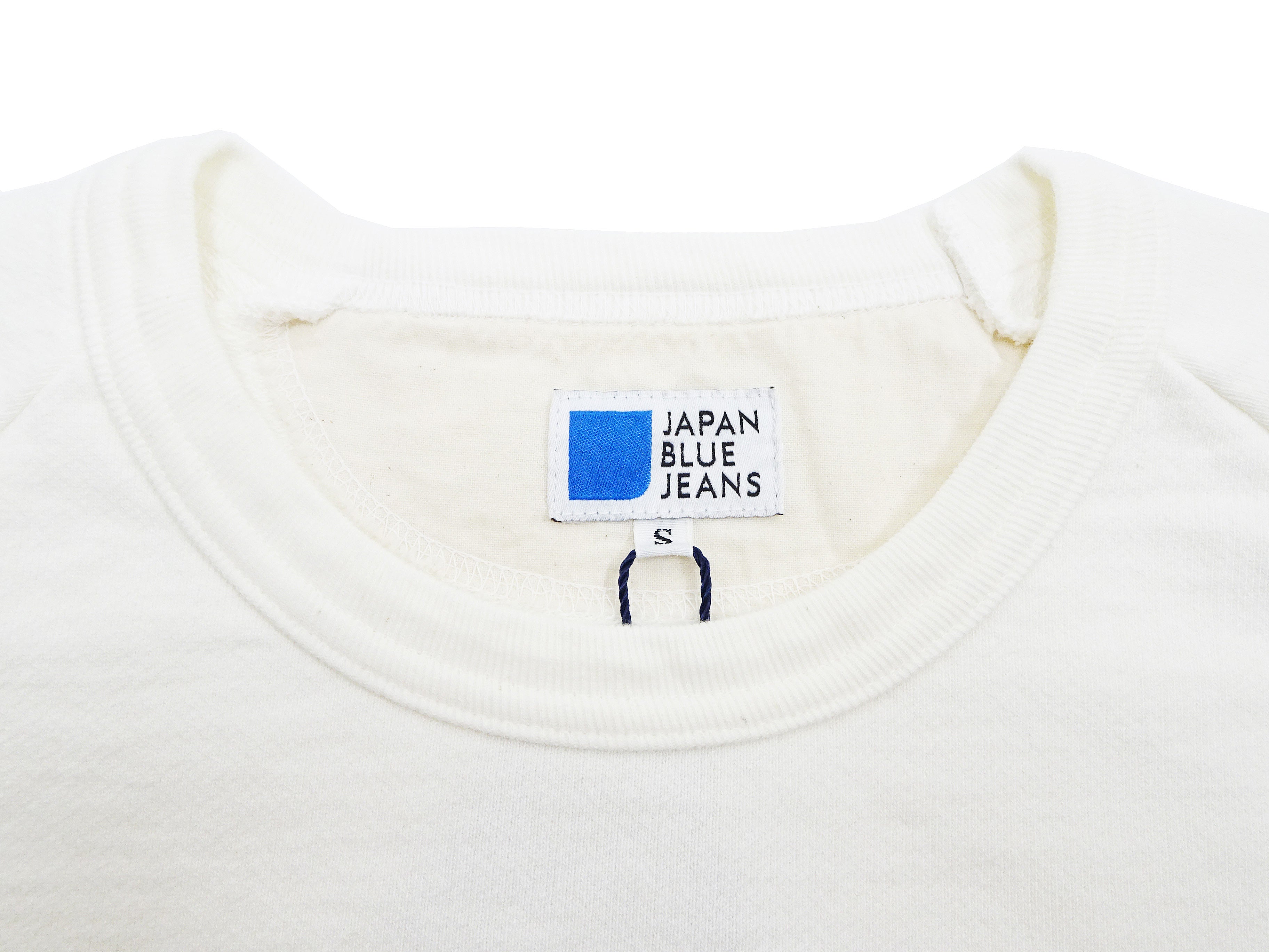 Japan Blue Jeans Men's Long Sleeve French Terry T-Shirt - Casual Plain Crew Neck Raglan Sleeve Inlay Shirt JBKN1001 White - Perfect for Streetwear, Lounge & Everyday Outfits