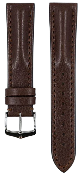 Hirsch Lucca Genuine Leather Watch Strap 24mm Brown - Premium Replacement Band for Men's Watches, Dress & Casual Style