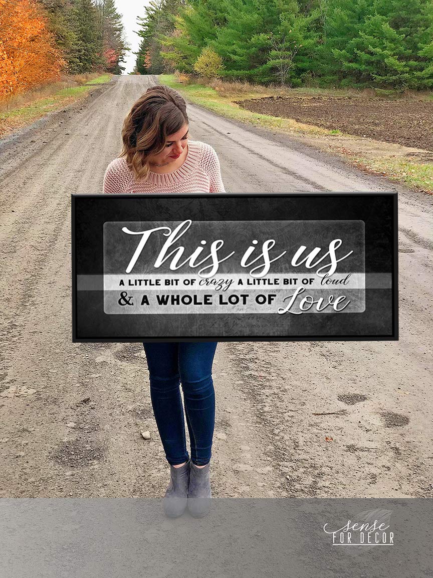 This Is Us Framed Wall Art - Large Canvas Wall Decor for Living Room, Farmhouse & Family Home - Perfect Housewarming Gift (Dark Grey, Black Floating Frame 42x19) - Ideal for Living Room, Bedroom & Entryway Decor