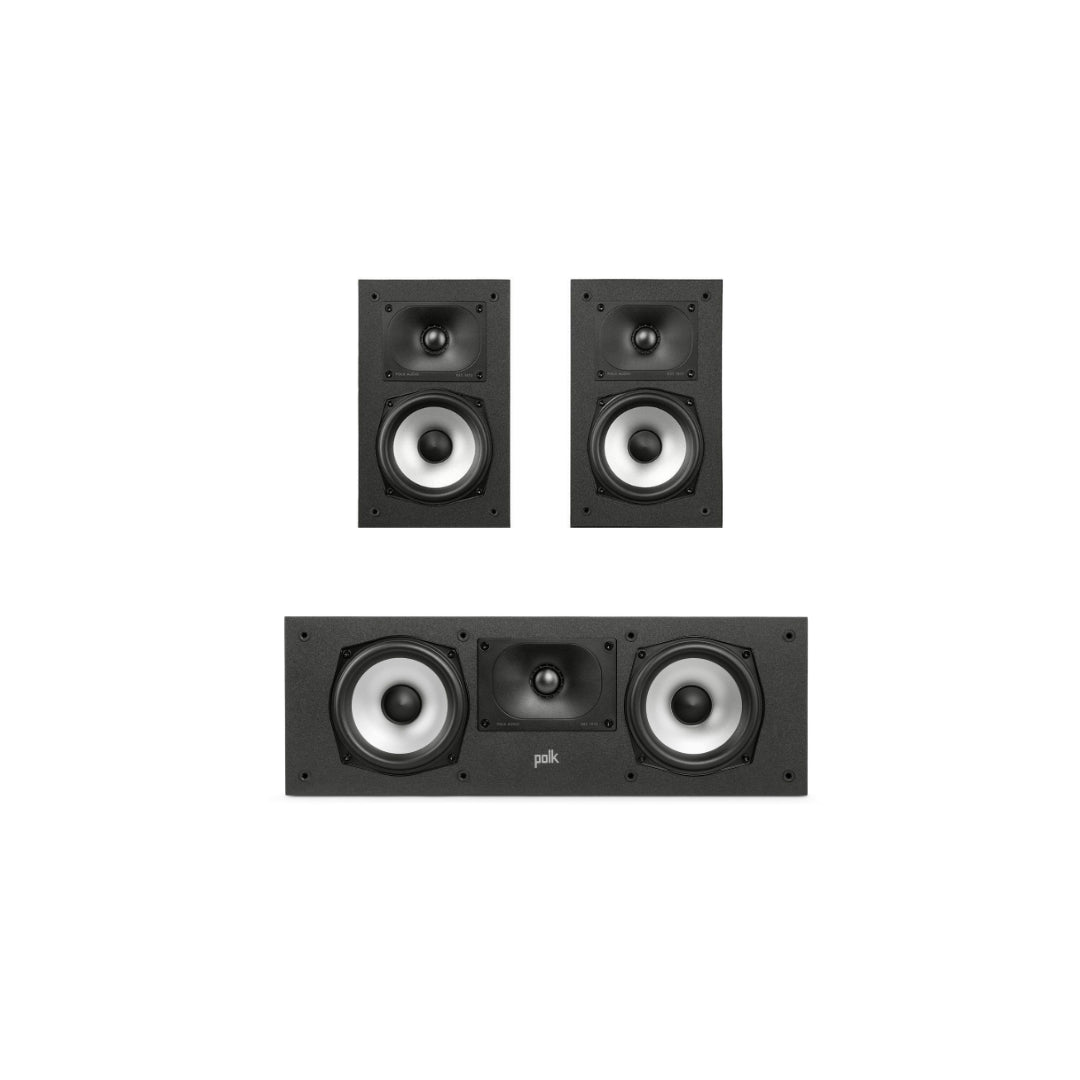 Polk Monitor XT15 Compact Bookshelf Speakers & XT30 Center Channel Speaker Set - High-Quality Home Audio System for Movies, Music & Gaming