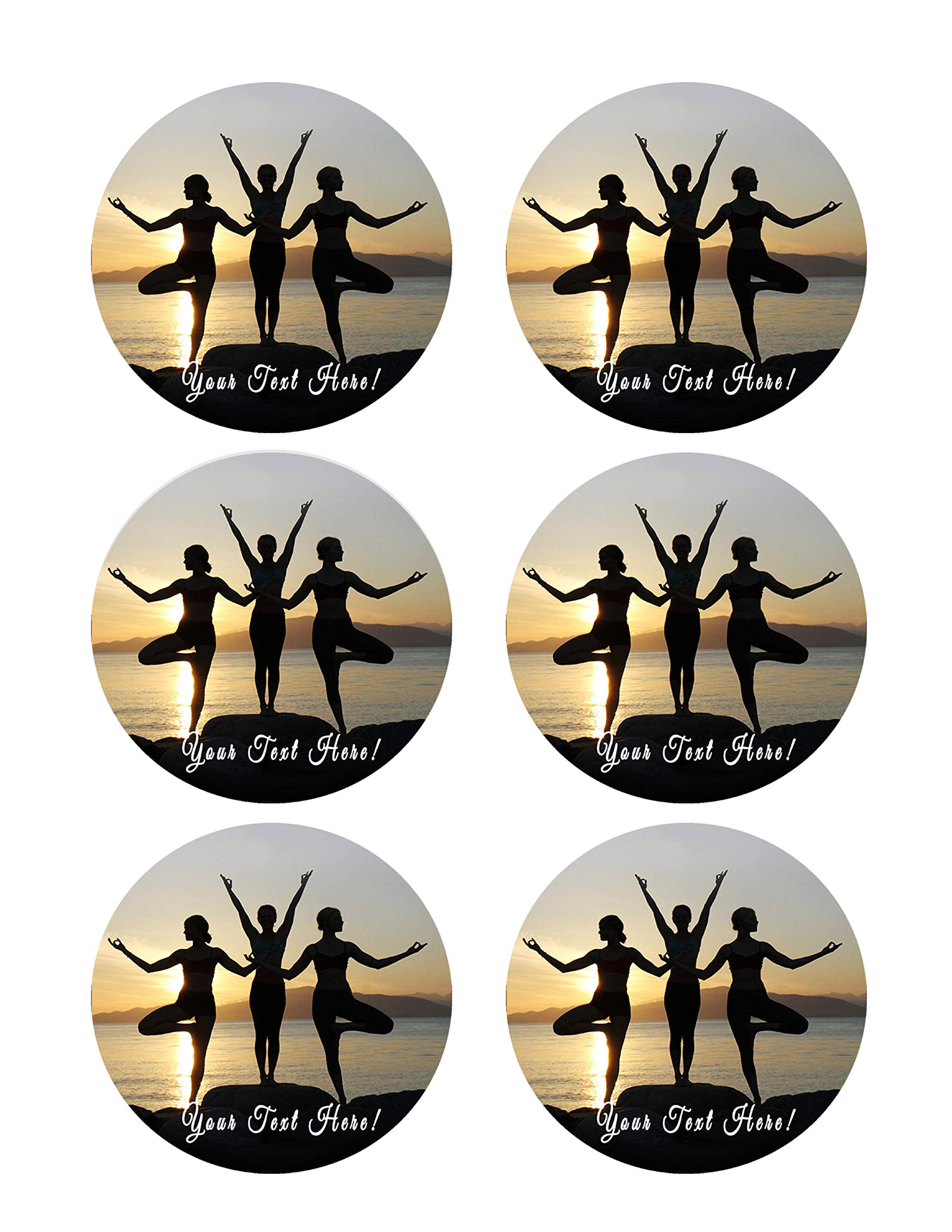 Namaste Yoga Edible Cupcake Toppers - 3.25 Inch Round Decorations (6 Pieces per Sheet) - Perfect for Birthday Parties, Baby Showers & Yoga-Themed Celebrations