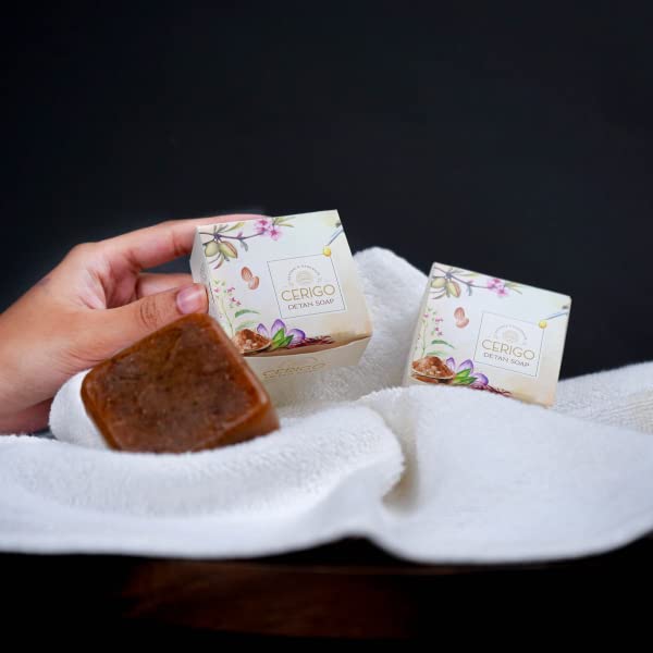 CERIGO Detan Bar 60g - Natural Soap for Skin Brightening & Tan Removal - Perfect for Post-Sun Care & Daily Skincare Routine