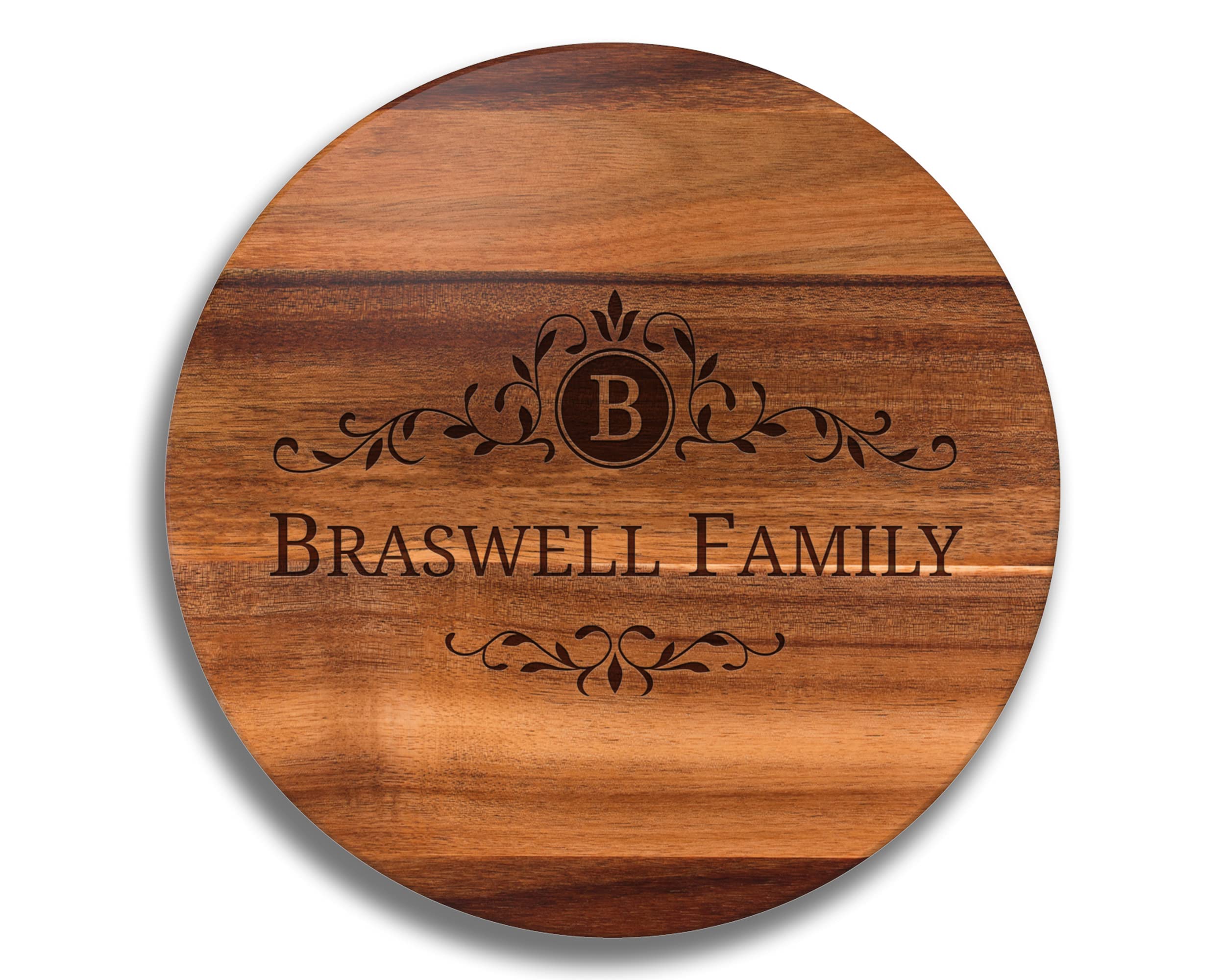 Custom Wooden Lazy Susan Turntable - Personalized Spinning Serving Tray for Dining Table, Kitchen Counter, and Party Buffet - Engraved Cutting Board & Decorative Display Stand