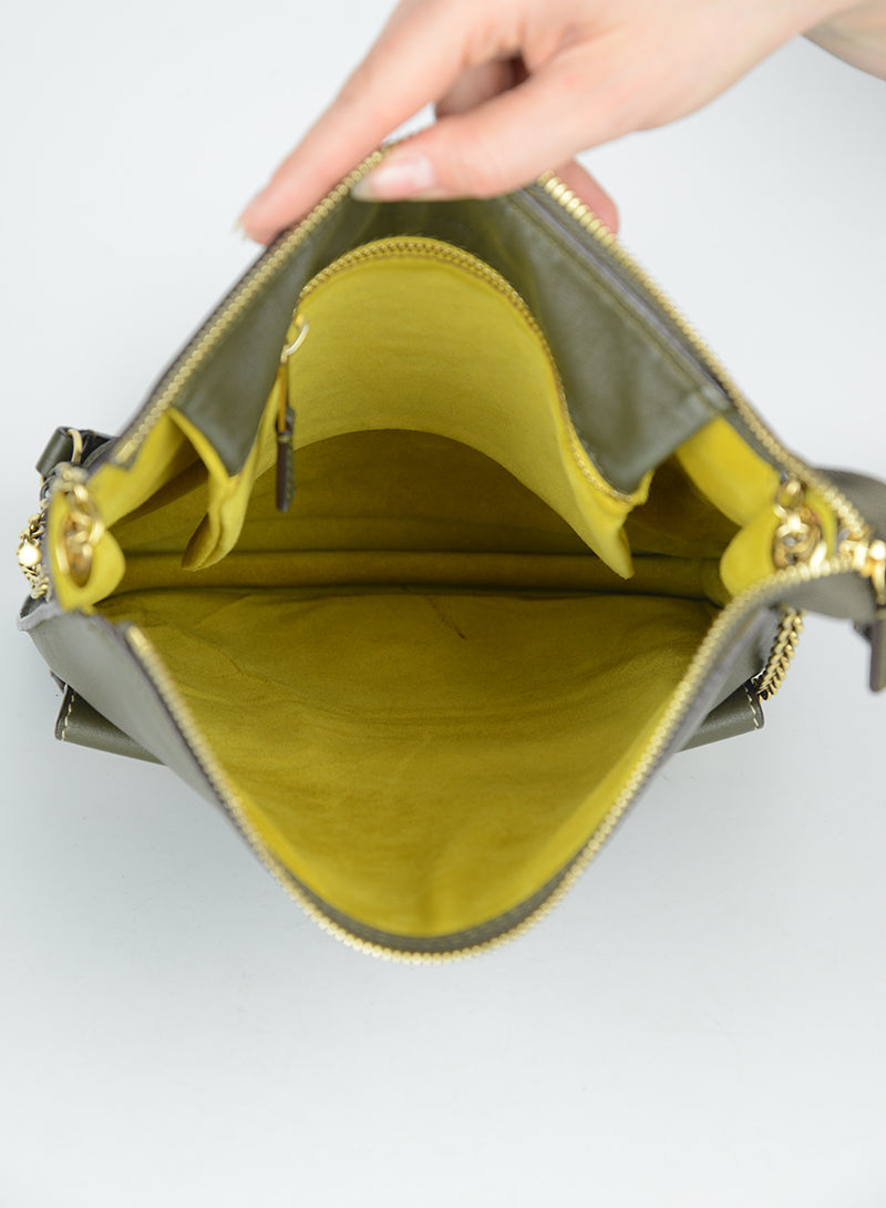 Celine Green Leather Shoulder Bag for Women - Elegant Crossbody Purse for Work, Travel & Everyday Use