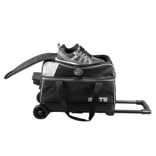 ELITE Basic Double Roller Charcoal Bowling Bag - Durable Bowling Ball Carrier with Wheels for Men & Women - Perfect for League Play, Tournaments & Practice Sessions