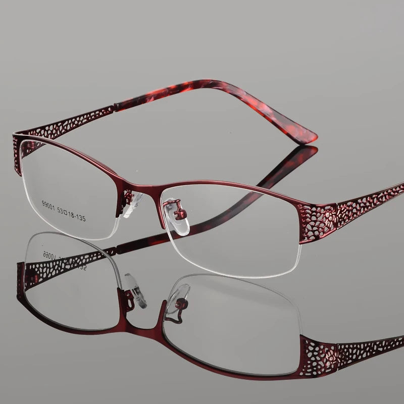 Bclear Women's Semi-Rimless Square Alloy Eyeglasses Frame 69901 - Lightweight Metal Glasses for Work, Reading & Fashion Accessories
