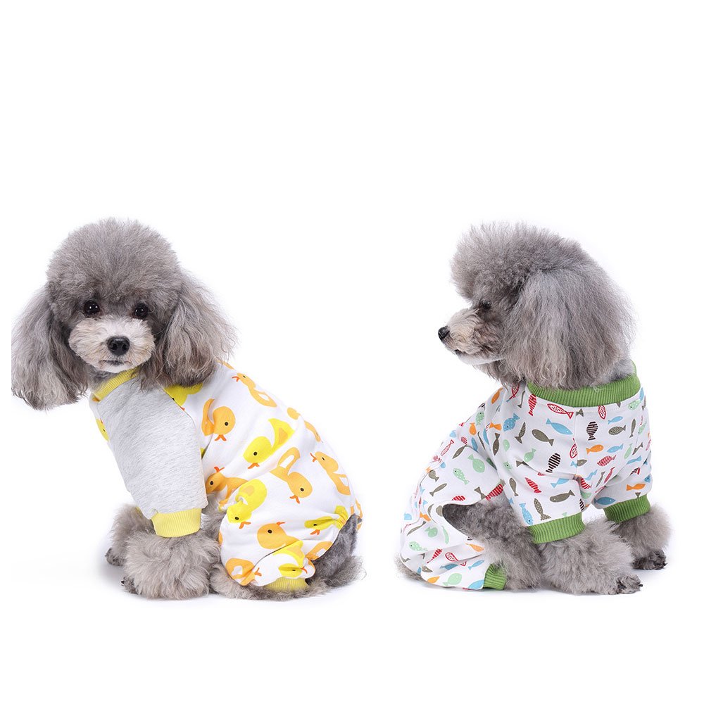 Amakunft 2-Pack Soft Cotton Dog & Cat Onesie Pajamas - Cozy Pet Rompers & Jumpsuits for Small Dogs & Cats - Perfect for Indoor Sleeping & Lounging