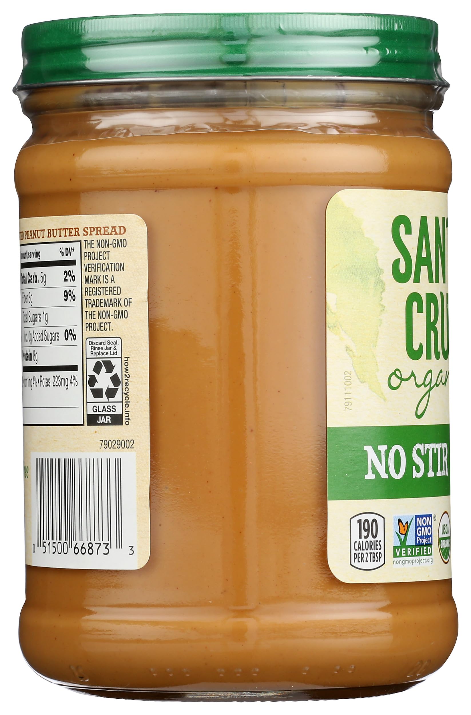 SANTA CRUZ ORGANIC No Stir Dark Roast Creamy Peanut Butter Spread - 16oz Jar | Non-GMO, Gluten-Free | Perfect for Sandwiches, Smoothies & Healthy Snacks