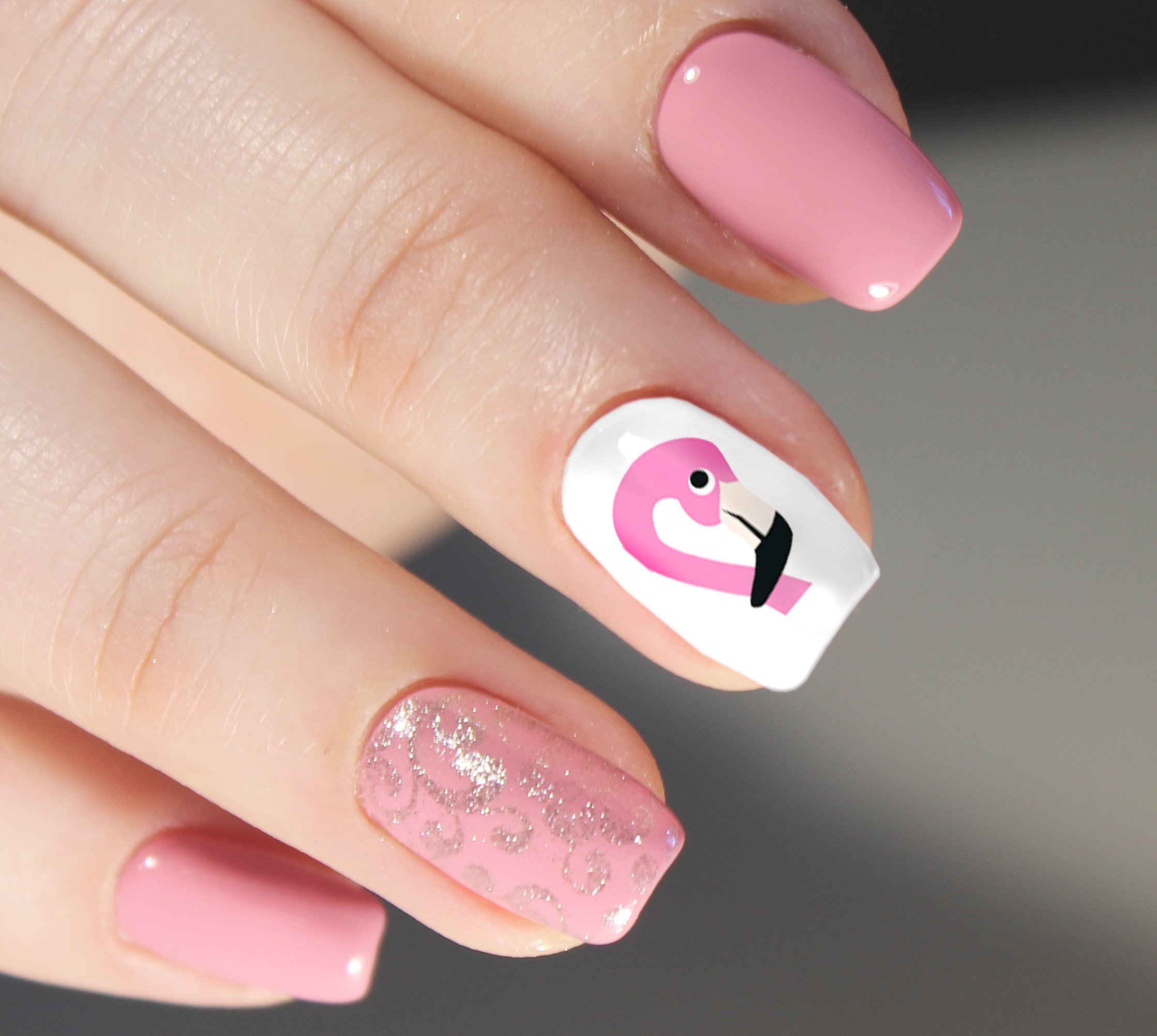 Premium Flamingo Water Slide Nail Art Decals - Salon Quality Nail Stickers for Summer Beach Nails, Pool Party Designs & Tropical Vacation Manicures
