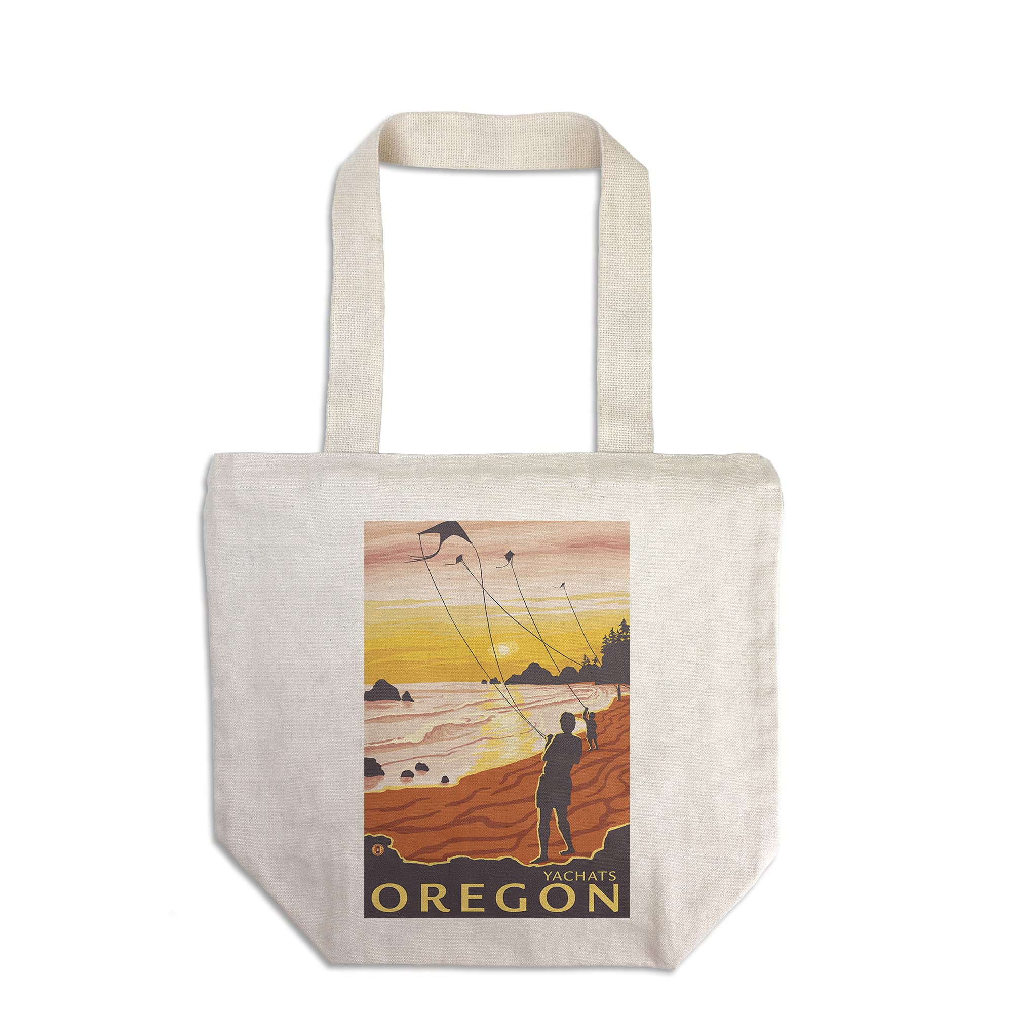 Lantern Press Beach and Kites Yachats Oregon - 100% Cotton Canvas Reusable Tote Bag for Shopping, Beach Trips & Daily Use