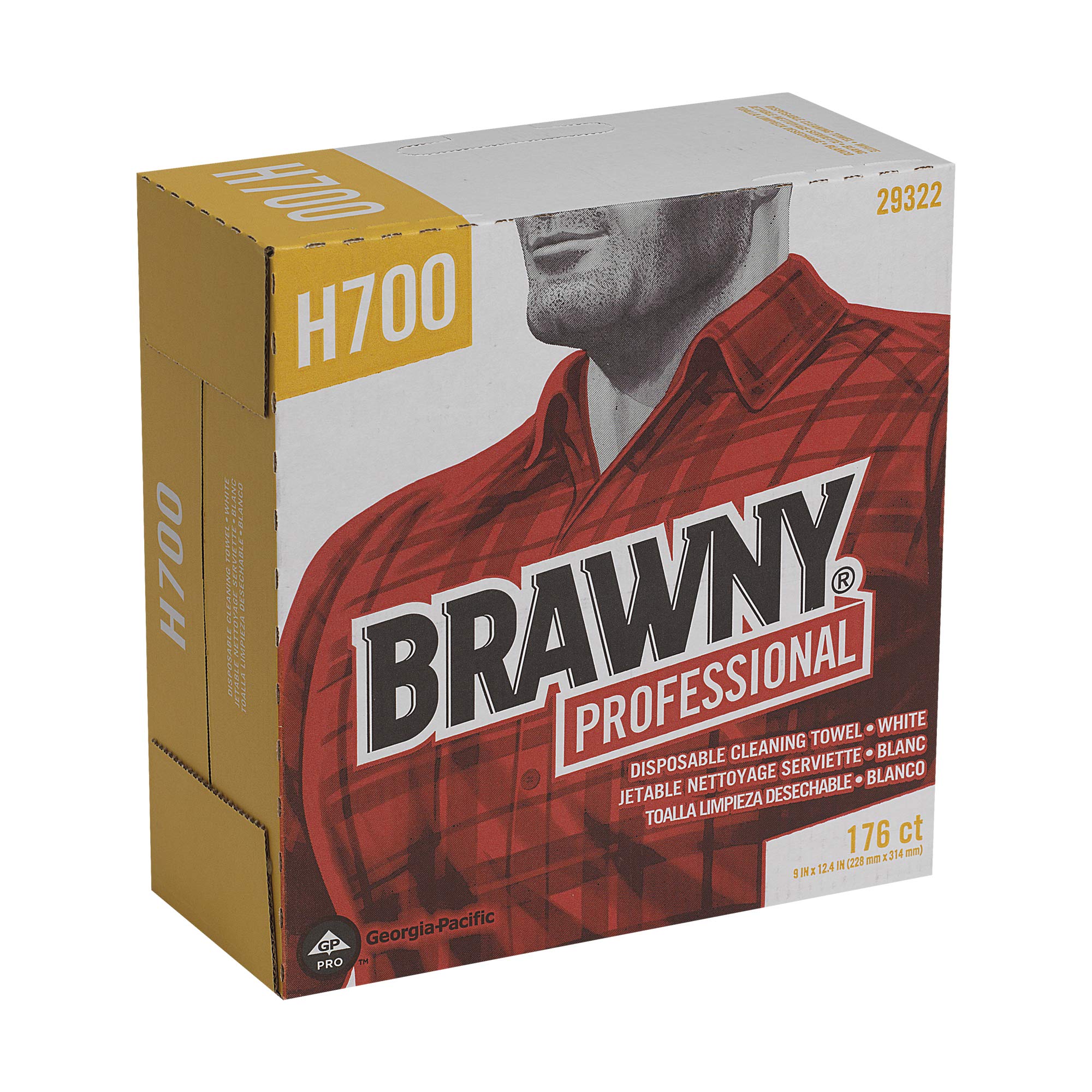 Georgia-Pacific Brawny Professional Heavyweight Disposable Shop Towels - White, 176 Towels per Box (10 Boxes/Case, 1760 Total) - Ideal for Automotive, Industrial & Workshop Cleaning