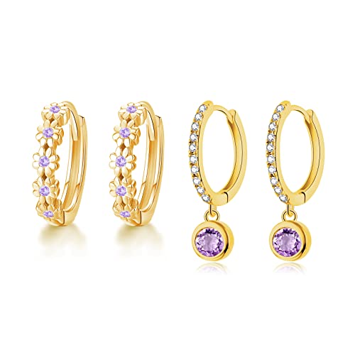 Purple CZ Dangle Set