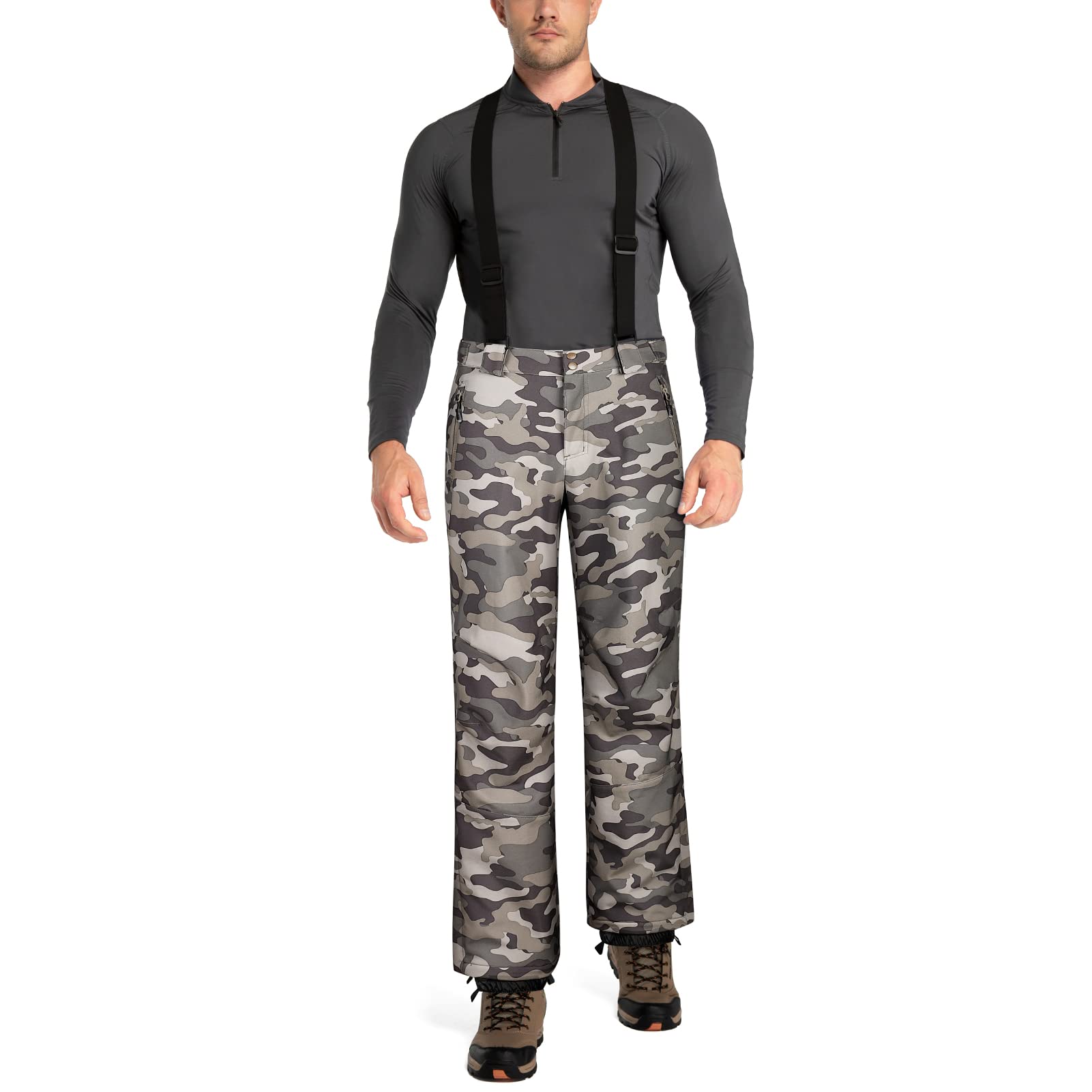 **33,000ft Men's Waterproof Ski Bibs - Windproof Snowboarding Overalls with Detachable Suspenders - Perfect for Skiing, Snowboarding & Winter Outdoor Adventures**