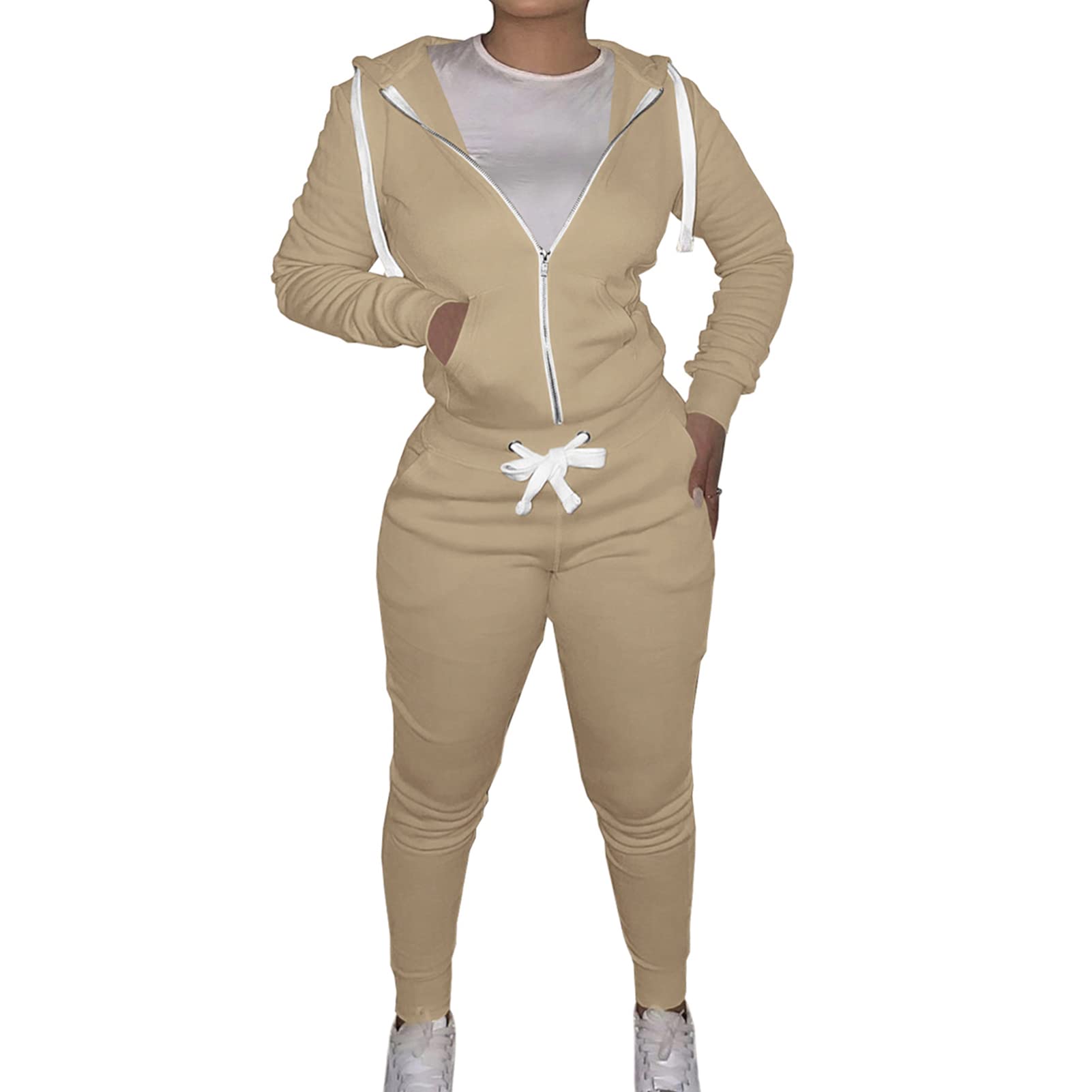 Women's 2-Piece Jogger Set - Long Sleeve Hoodie & Sweatpants Outfit for Spring/Fall Workouts | Gym, Yoga, Running & Lounge Wear