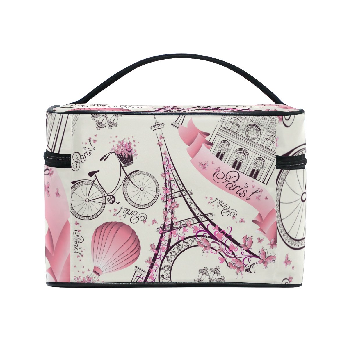 Cooper Girl Eiffel Tower Cosmetic Bag - Waterproof Travel Makeup Train Case with Mirror | Perfect for Travel, Gym & Daily Organization