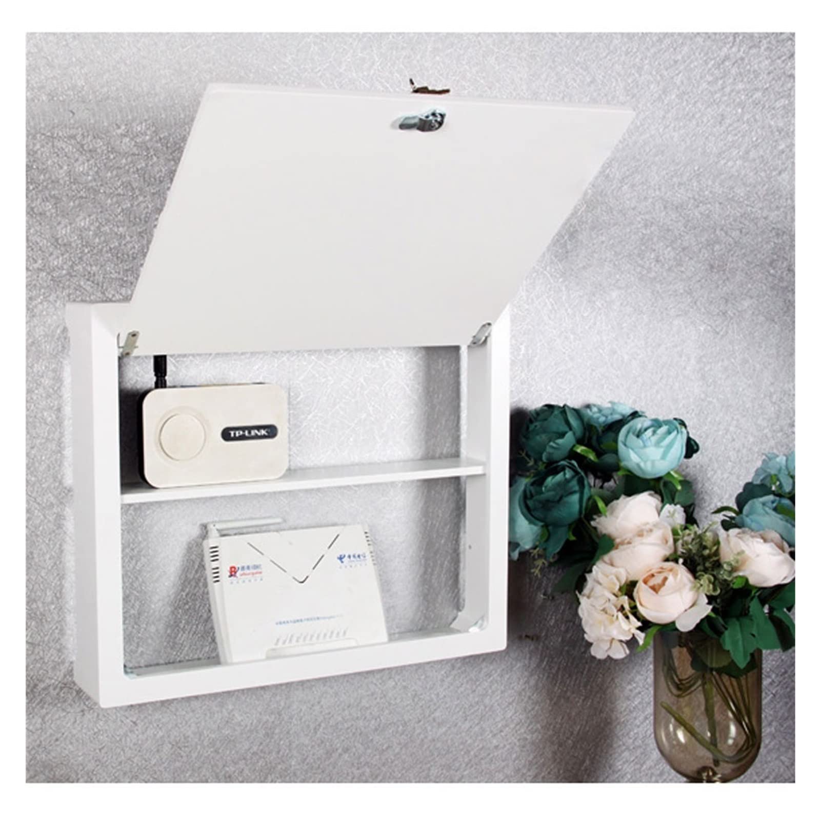 Wall Mount Router Shelf - White Network Set-top Box Storage Organizer for WiFi Modem, Cable Box & Electronics - Perfect for Living Room, Office & Home Theater Organization