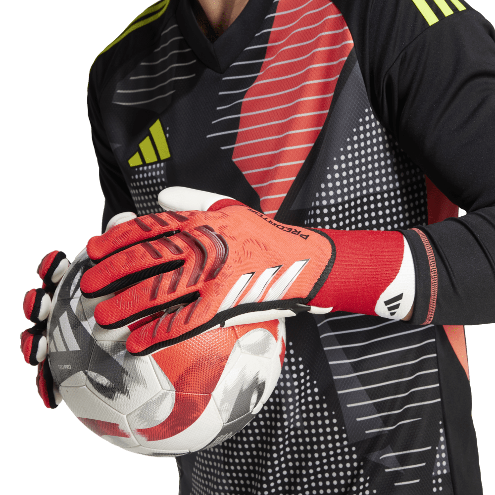 Adidas Predator Pro GK Goalkeeper Gloves - Lucid Red/Black/Pure Ruby - Professional Soccer Goalie Gloves for Training & Matches