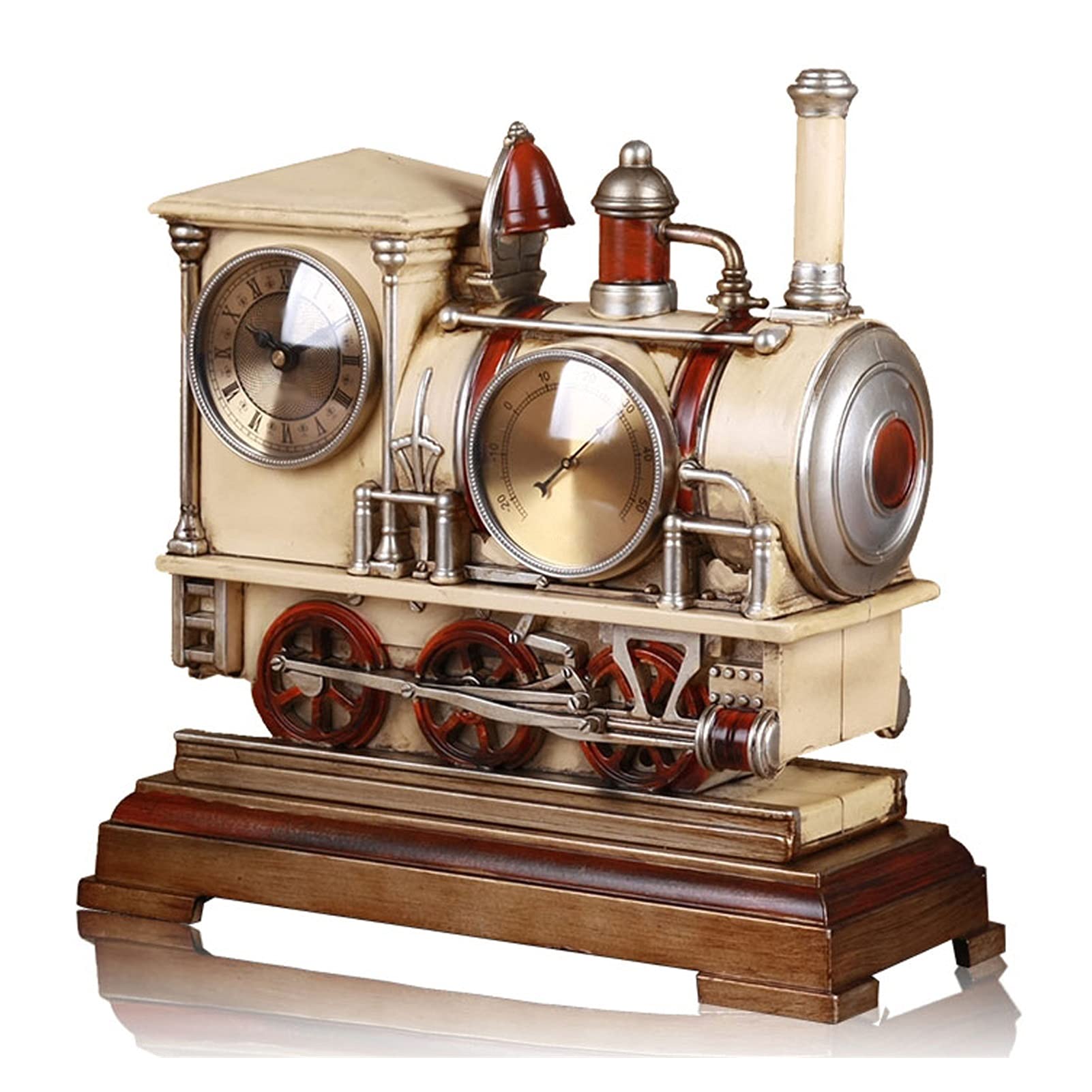 Vintage European Style Pendulum Desk Clock - Silent Antique Locomotive Table Clock for Home & Office Decor (White/Gray) | Perfect for Bedroom, Living Room, and Study