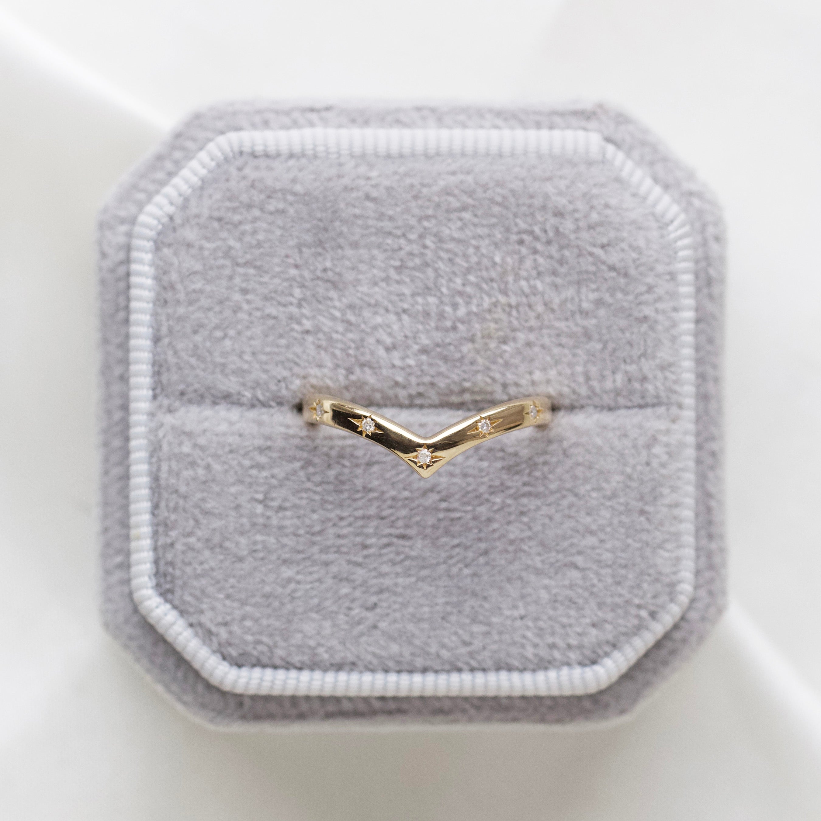 Diamond Star Wishbone Wedding Band Ring - Elegant Promise Ring for Women, 14K Gold or Sterling Silver, Perfect for Engagement, Anniversary & Special Occasions