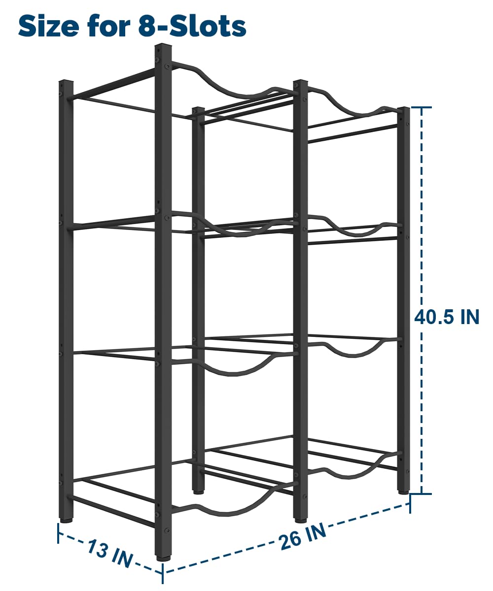 Mocomax 5 Gallon Water Jug Rack - Heavy Duty 4 Tier Detachable Bottle Holder for 8 Bottles - Durable Cooler Organizer for Kitchen, Office, Living Room (Black) - Perfect for Parties, Camping & Home Storage