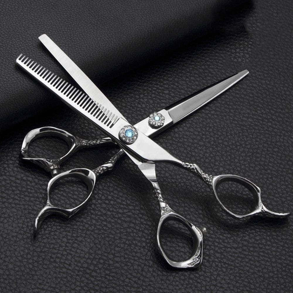 Professional 6 Inch Barber Scissors Set - Stainless Steel Hair Cutting Shears with Flat & Texturizing Scissors for Precision Hair Styling - Perfect for Salon, Home Use & Hairdressing Training