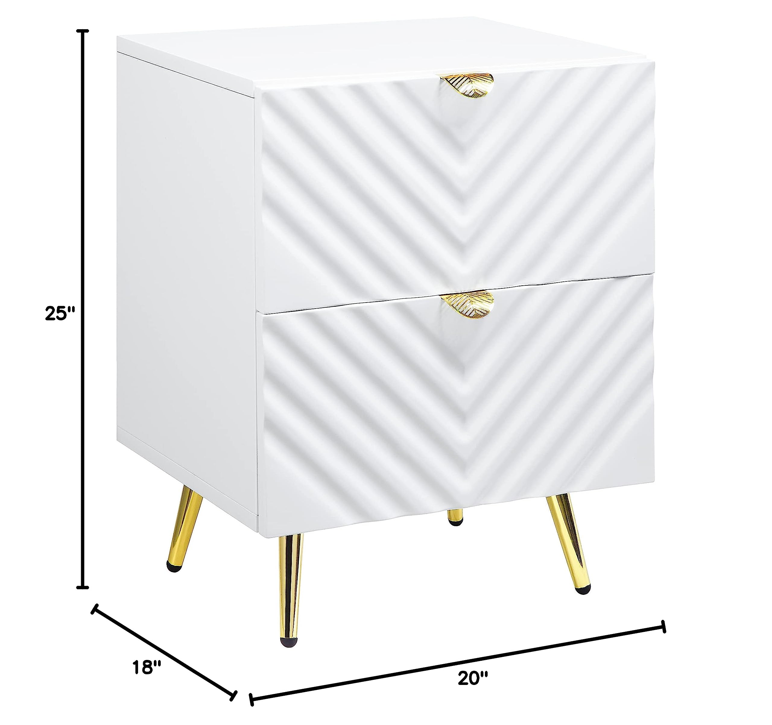 Mid Century Modern Nightstand - Wooden Bedside Table with Drawer and Shelf for Bedroom Storage | White End Table for Living Room, Guest Room & Dorm