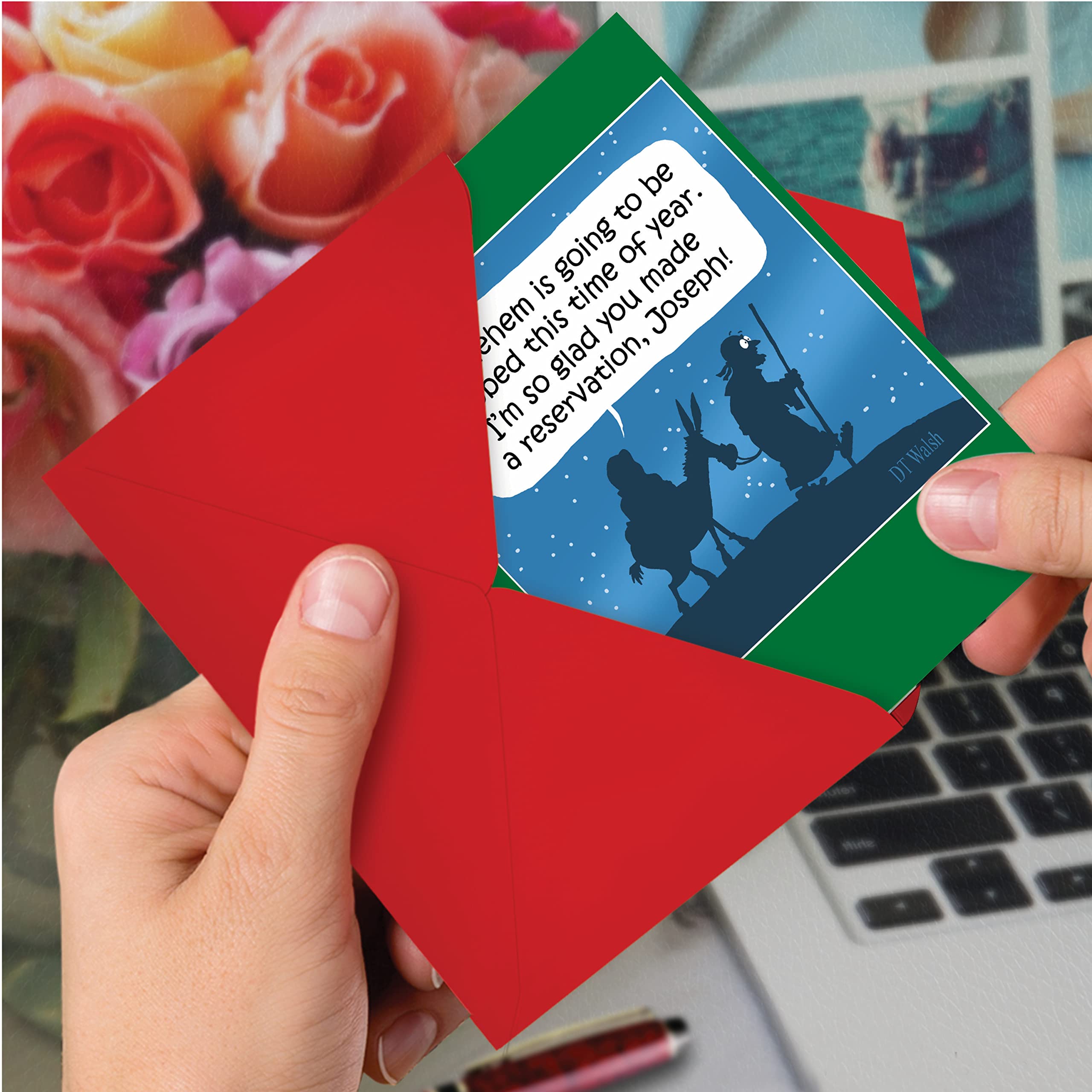 NobleWorks 12-Pack Funny Christmas Greeting Cards with Envelopes - Holiday Humor Cards for Men & Women - Perfect for Office Parties, Family Gatherings & Holiday Mailings (1 Design, 12 Cards) - Inn Reservation C7080XSG-B12x1