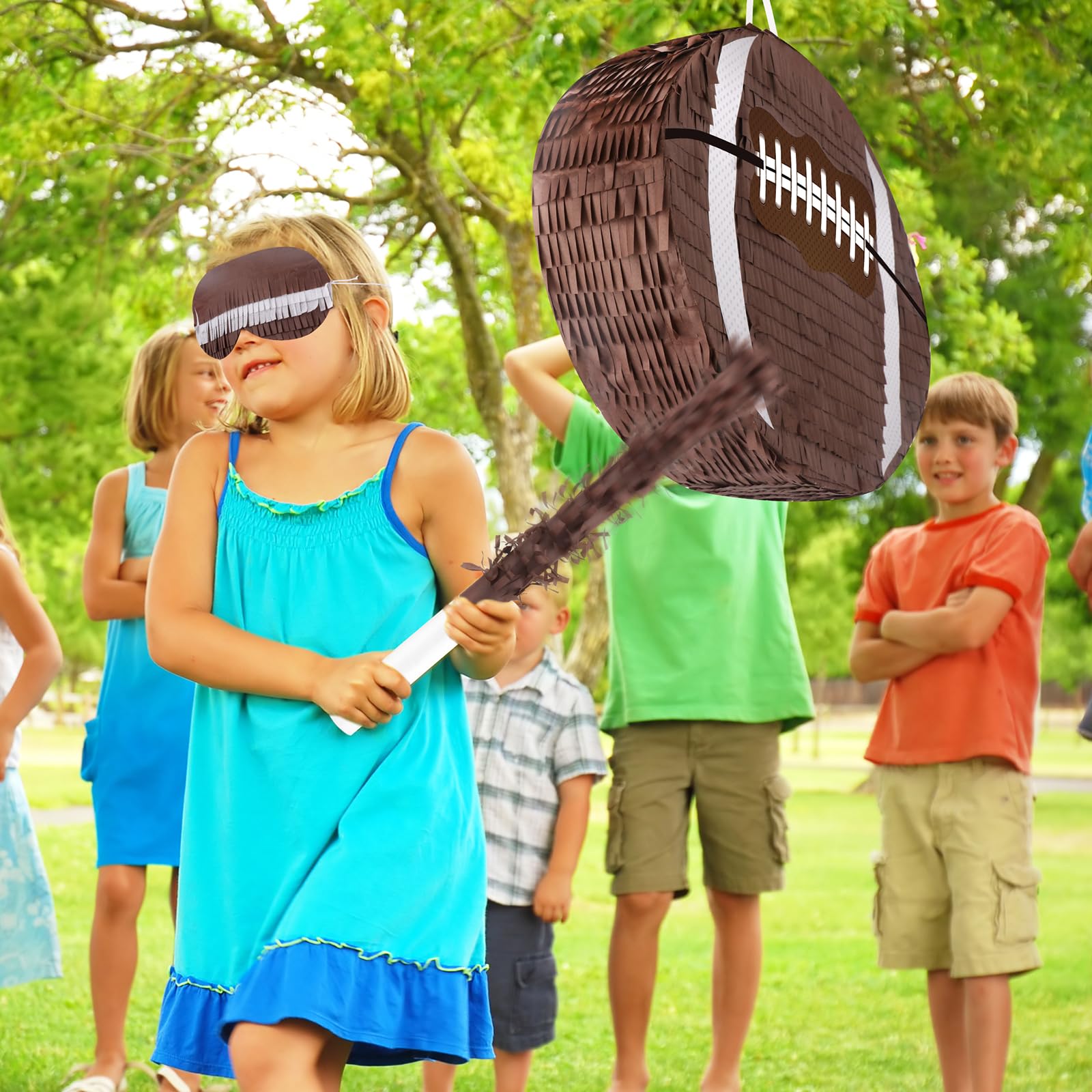Football Pinata with Stick - Kids Sports Party Decor for Birthday Games