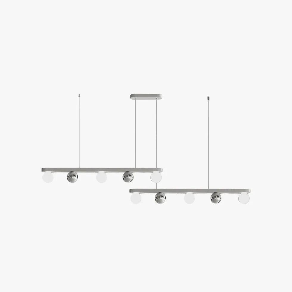 Modern Silver Linear Bar Kitchen Pendant Light - Sleek Minimalist Design for Island Counter Dining Room Lighting - Perfect for Kitchens, Dining Areas, and Contemporary Home Decor