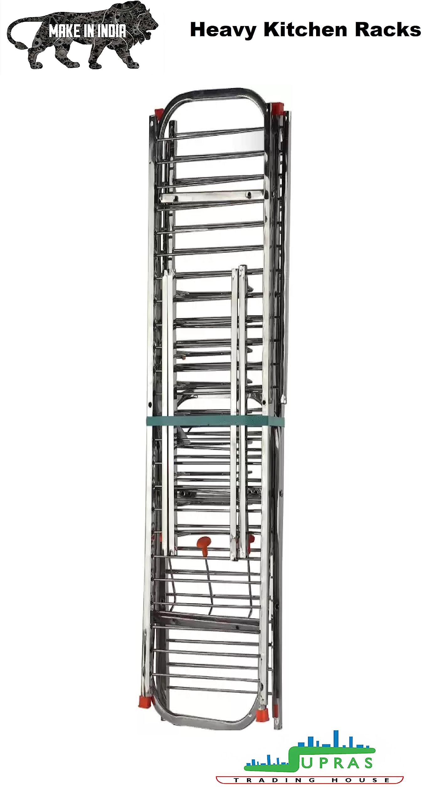 SUPRAS Heavy Duty Stainless Steel Kitchen Organizer Rack - 31 x 30 Inch Space Saving Storage Stand for Utensils, Spices & Cookware | Perfect for Pantry, Countertop & Restaurant Use