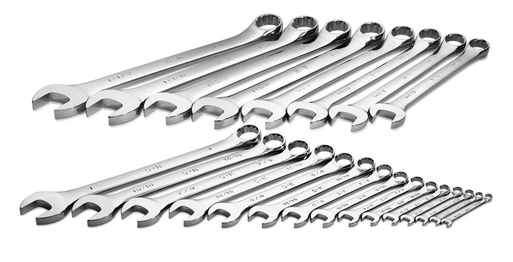 23-Piece 12-Point Fractional Combination Chrome Wrench Set - Professional Tool Kit for Automotive, Plumbing & Home Repairs