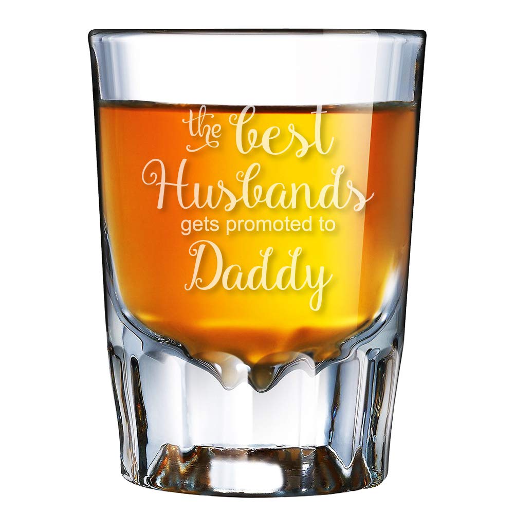 Best Husband to Daddy Promotion Fluted Shot Glass - Perfect for Father's Day Gifts, Anniversary Celebrations, and Whiskey Tasting Parties