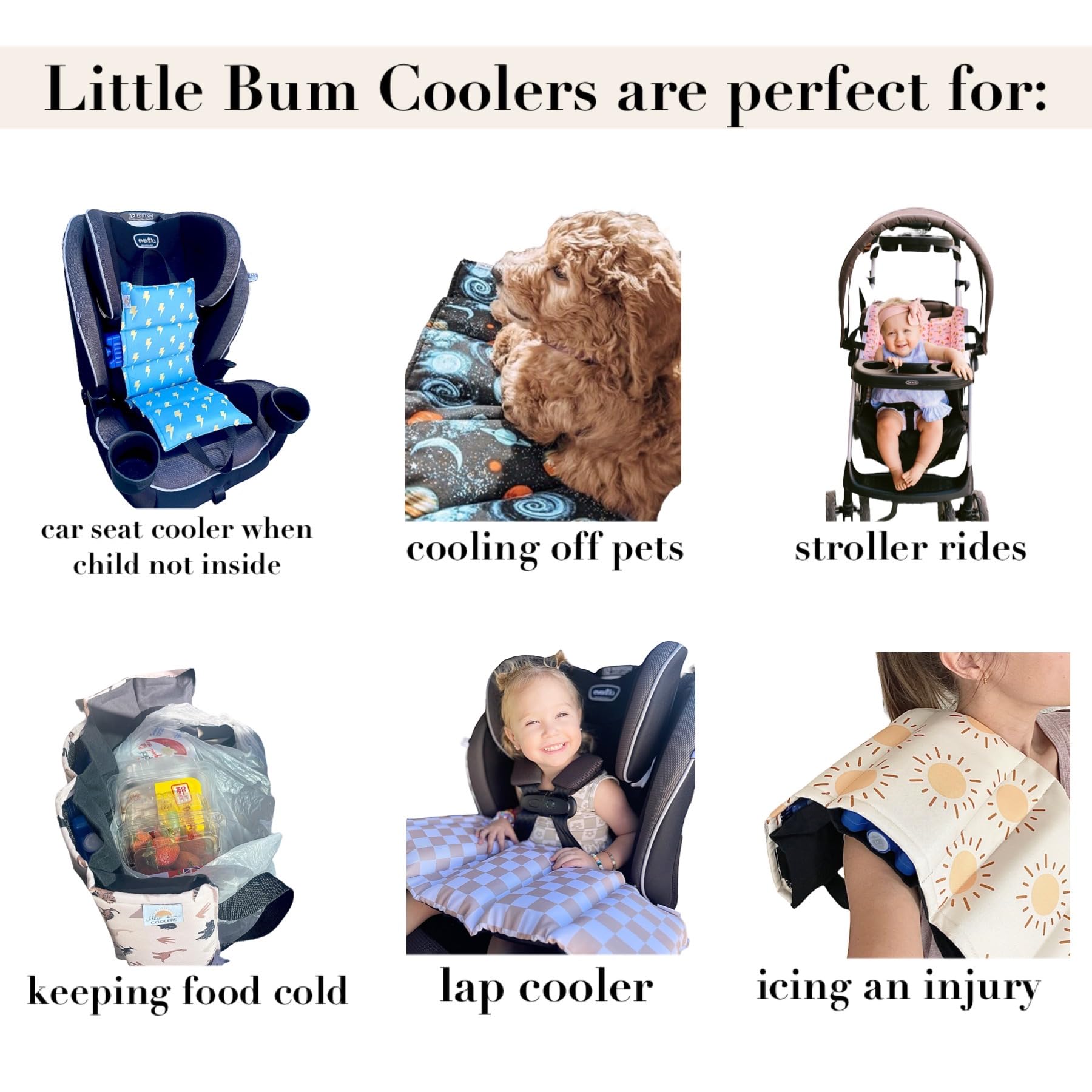 LITTLE BUM COOLERS Original Washable Car Seat Cooler with Insulated Ice Pack - Baby Cooling Cushion Mat for Hot Weather, Multifunctional Infant Car Seat Pad (Lightning) | Keep Baby Cool in Strollers, Car Seats & High Chairs
