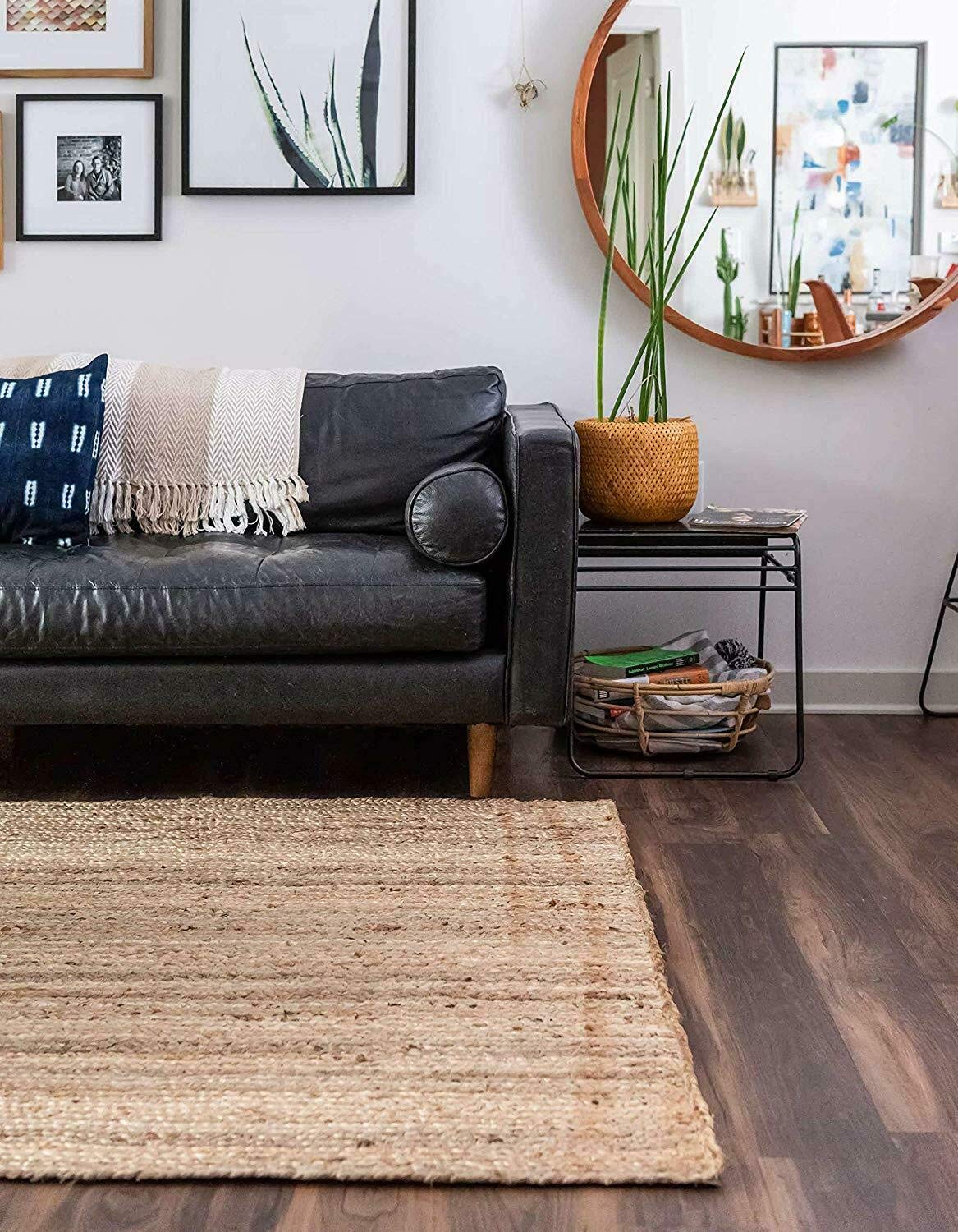 Handwoven Natural Jute Rectangular Rug - 4x8 Feet Farmhouse Style Area Rug for Living Room, Hallway & Home Décor - Perfect for Boho, Coastal & Rustic Interior Design