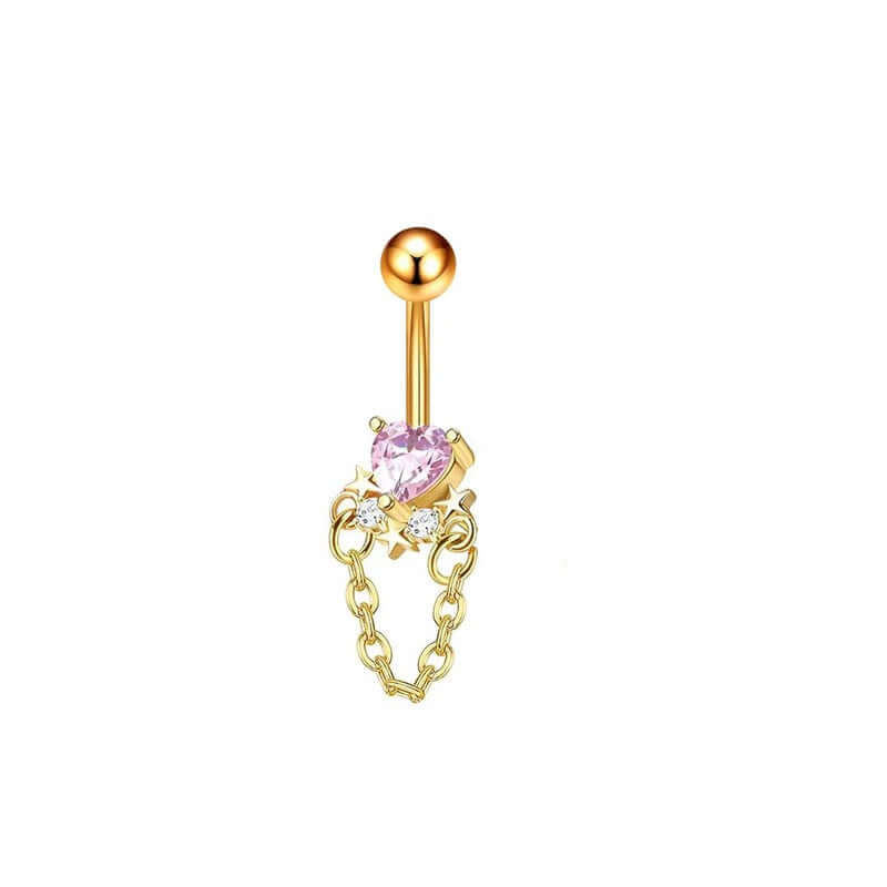 Angel Cupid Heart Bar Belly Button Rings - Surgical Steel Navel Piercing Jewelry for Women | Q0066 | Perfect for Summer Beach, Pool Parties & Body Jewelry Collection