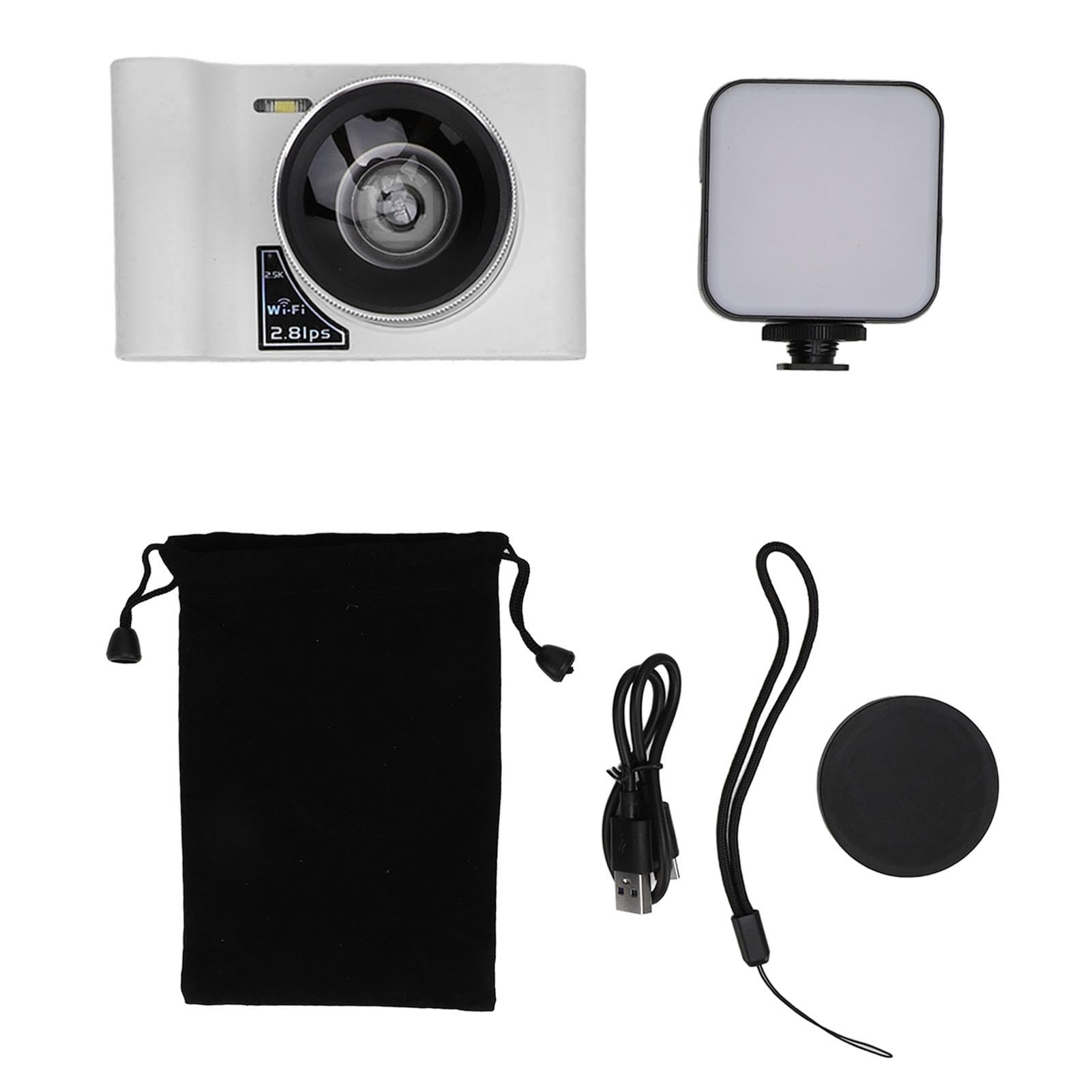 2.5K Vlogging Camera with Fill Light - 24MP 16X Digital Zoom Compact Digital Camera for YouTube, Travel & Selfies | Perfect for Teens, Adults & Beginners | Webcam & Pause Function (White)