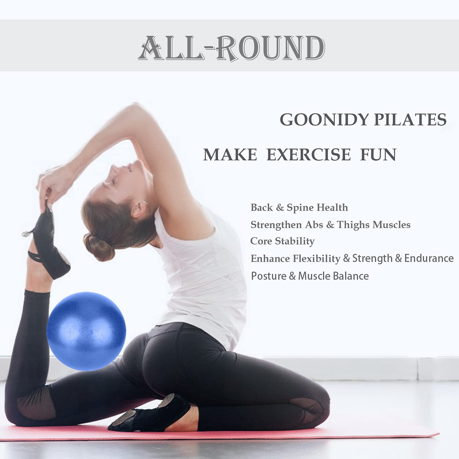 Premium 22cm Pilates Ball for Yoga, Gym & Therapy - Anti-Burst Exercise Ball for Fitness, Office Ergonomics & Balance Training - Ideal for Home Workouts, Physical Therapy & Kids Gymnastics