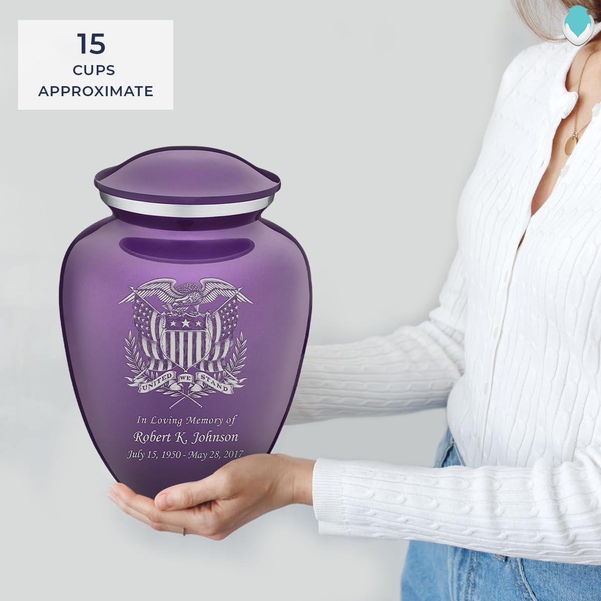 Personalized Purple Cremation Urn for Ashes - Large Adult Funeral Urn with Double Side Engraving (Holds 200 lbs) | Memorial Keepsake for Men & Women | Perfect for Home Display, Columbarium, or Burial Ceremony