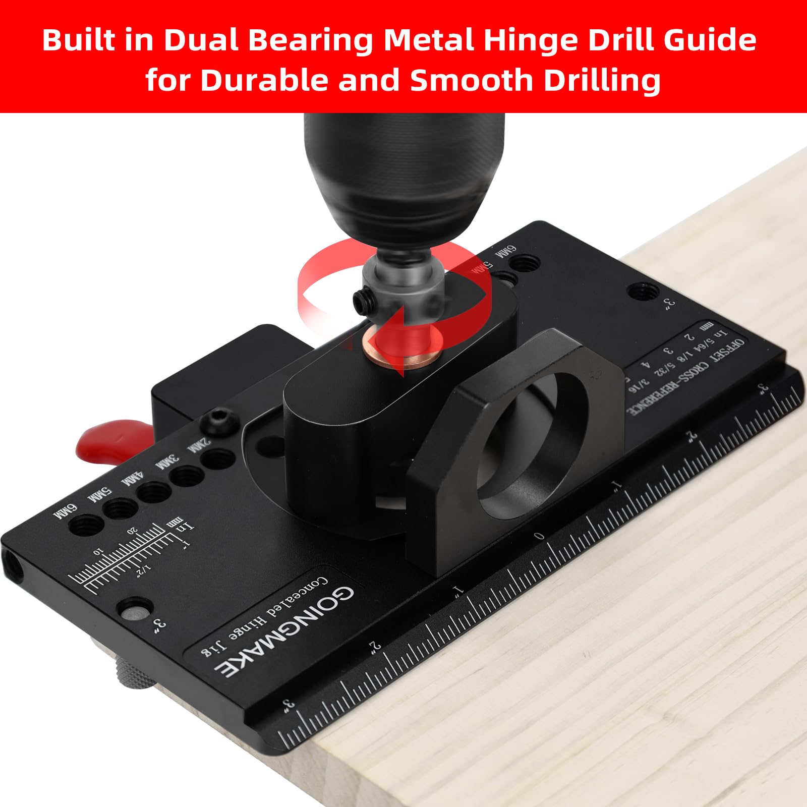 35mm Concealed Door Hinge Jig with Quick Clamp & Dust Vacuum Adapter - Professional Cabinet Hinge Mounting Tool for Woodworking, Perfect for Kitchen Cabinets & Furniture Installation