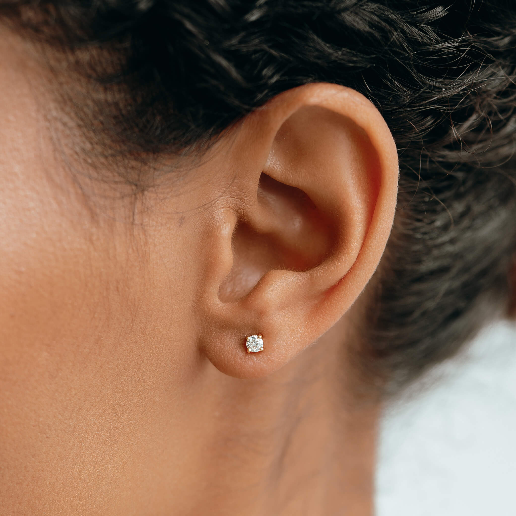 14K Yellow Gold Diamond Stud Earrings 3mm - Aria Single Piece | Elegant Everyday Jewelry for Women, Perfect Gift for Birthdays & Anniversaries